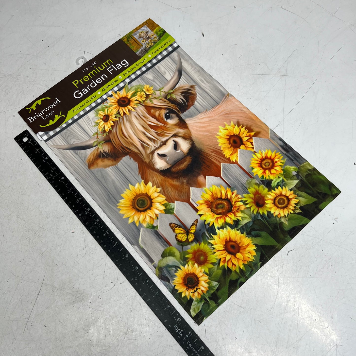 BRIARWOOD LANE Highland Cow Garden Flag Sz 12.5" x 18" Red & White G02625