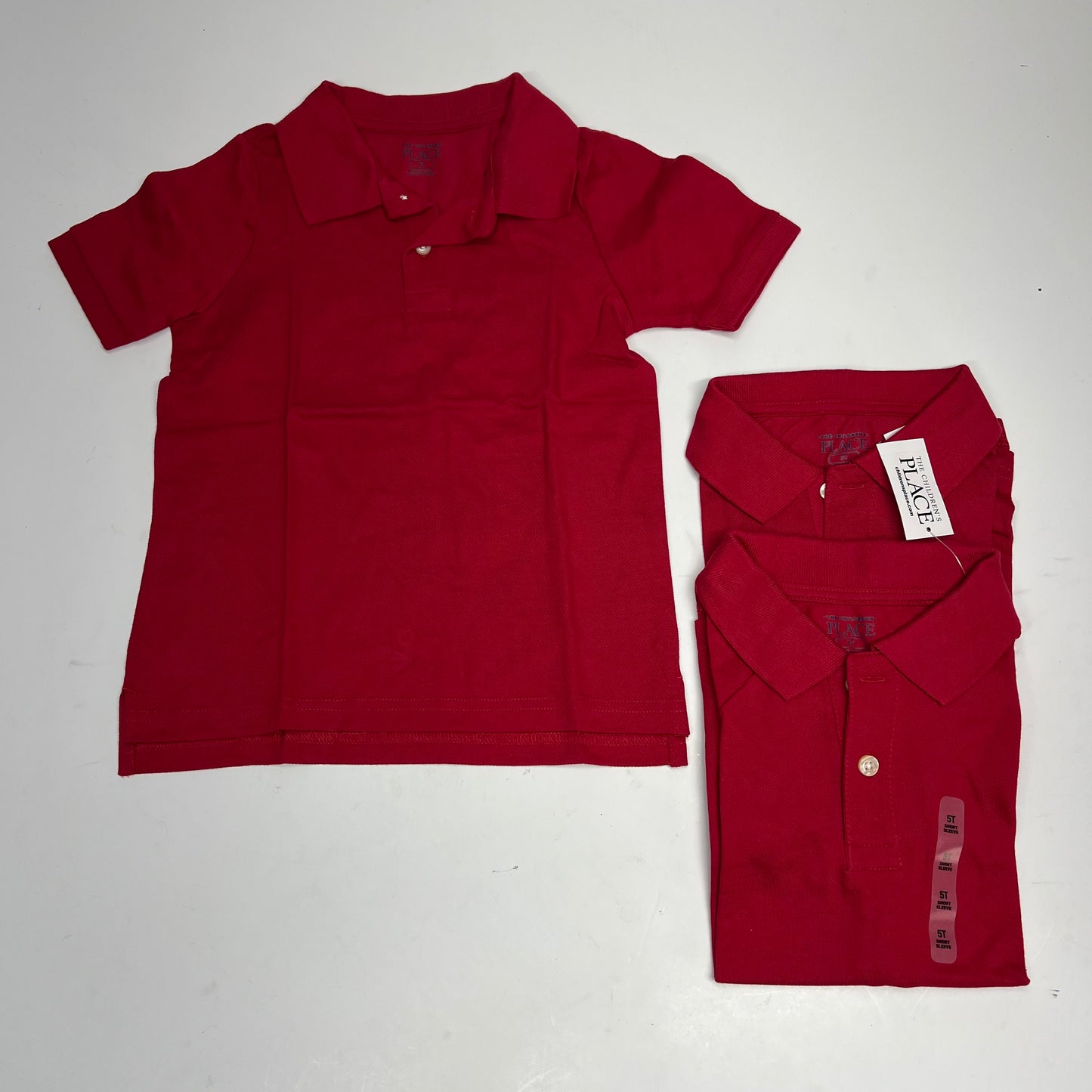 THE CHILDRENS PLACE (3 PACK) Uniform Soft Pique Polo Shirt Boy's sz 5T Red