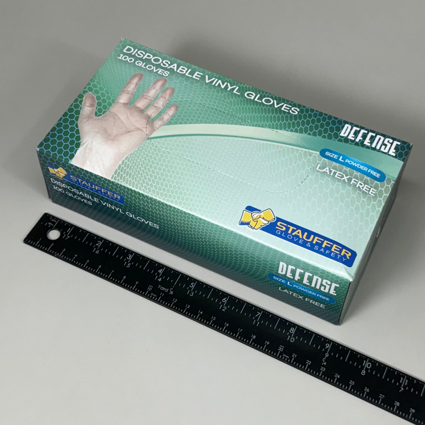 STAUFFER (10 PACK, 1,000 Total) Gloves & Safety Powder-Free Clear Vinyl Sz L R400I