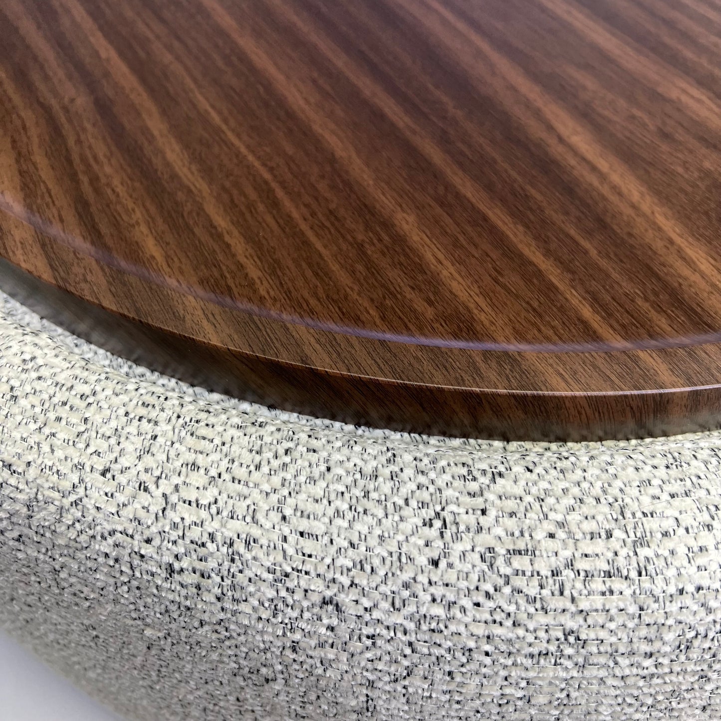 ZA@ VKNOW Modern Round Wooden Tray Ottoman W/ Storage 29.5"x29.5"x16" Grey/ Brown VK413BEI