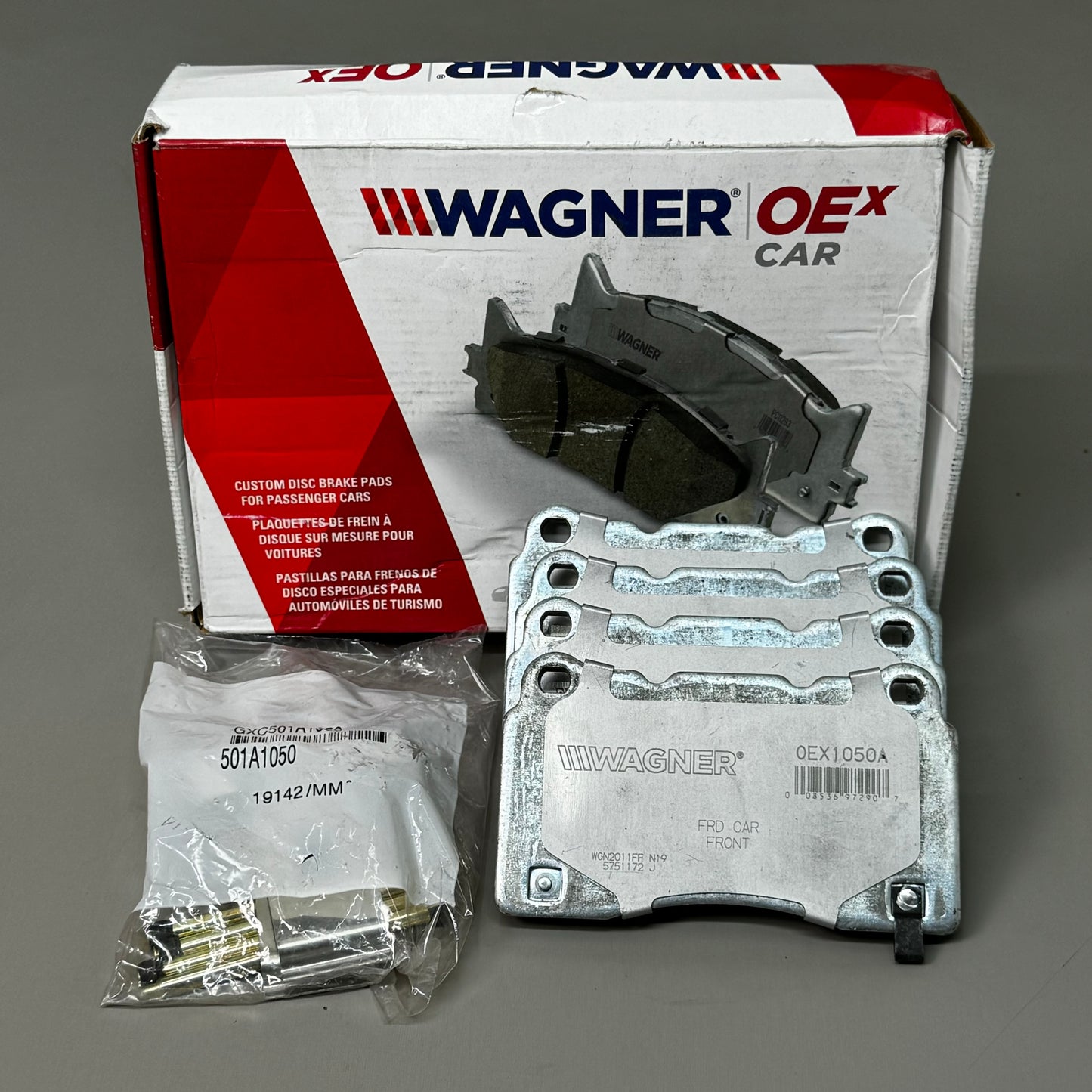 WAGNER OEx Ceramic Disc Brake Pad Set 5 1/2" x 3" Grey OEX1050A