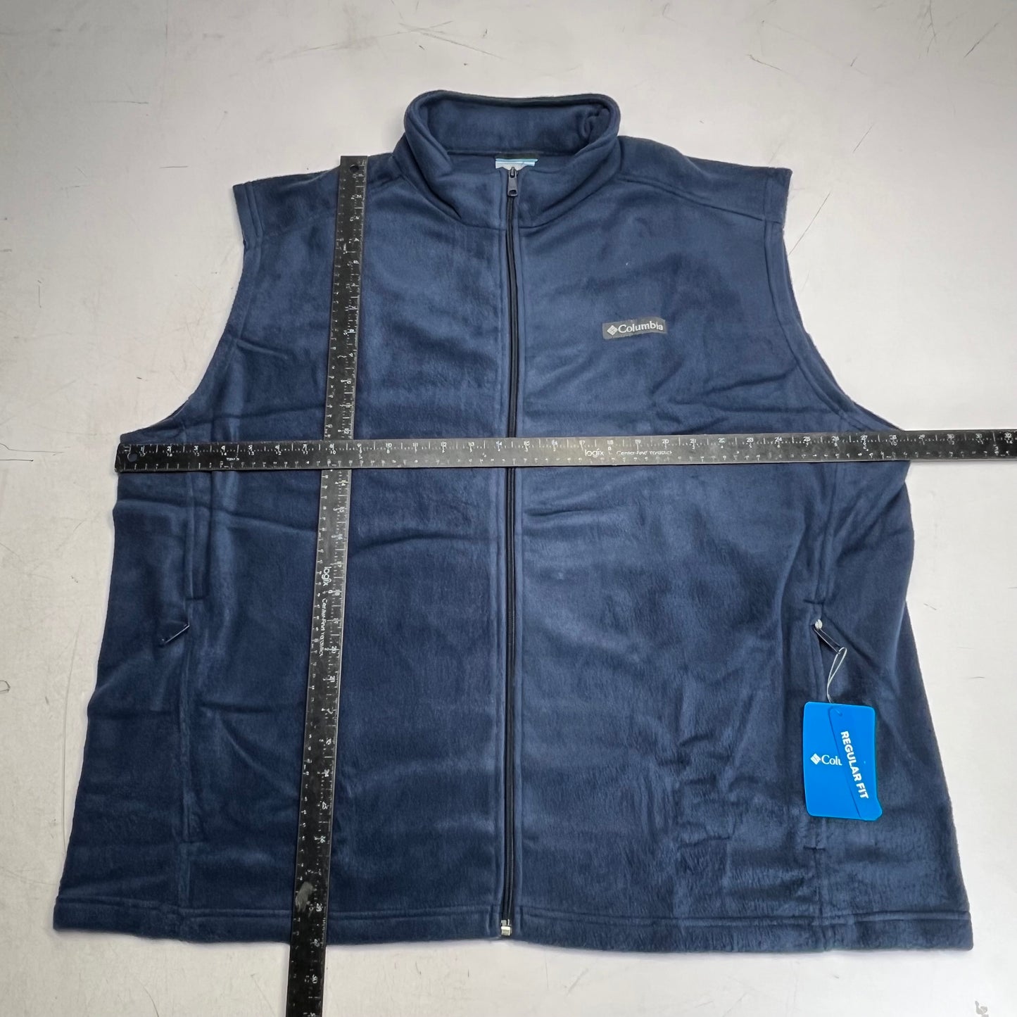 COLUMBIA Steens Mountain Zip Soft Fleece Vest Men's Sz XXL Navy Blue AS1535-464