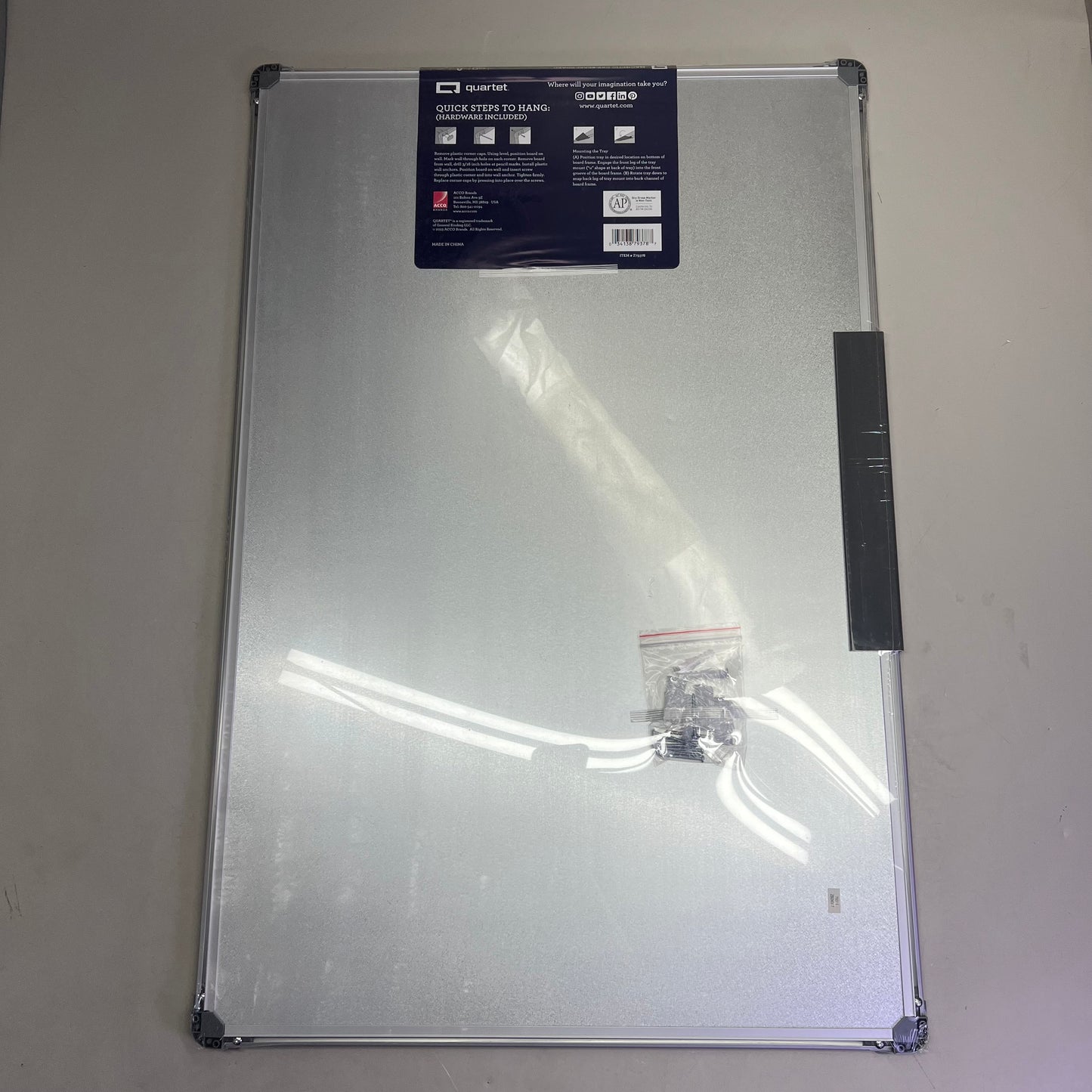 QUARTET Magnetic Dry Erase Board Aluminum Frame 3'x2' White/Silver 279378