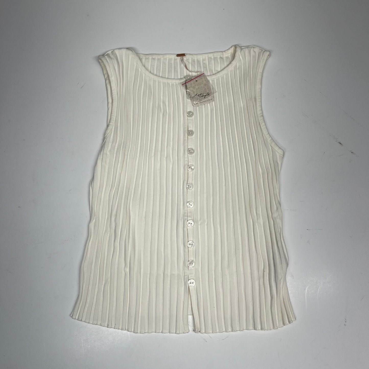 ZA@ FREE PEOPLE Tilly Ribbed Button Up Vest Women's Sz S White OB2078588