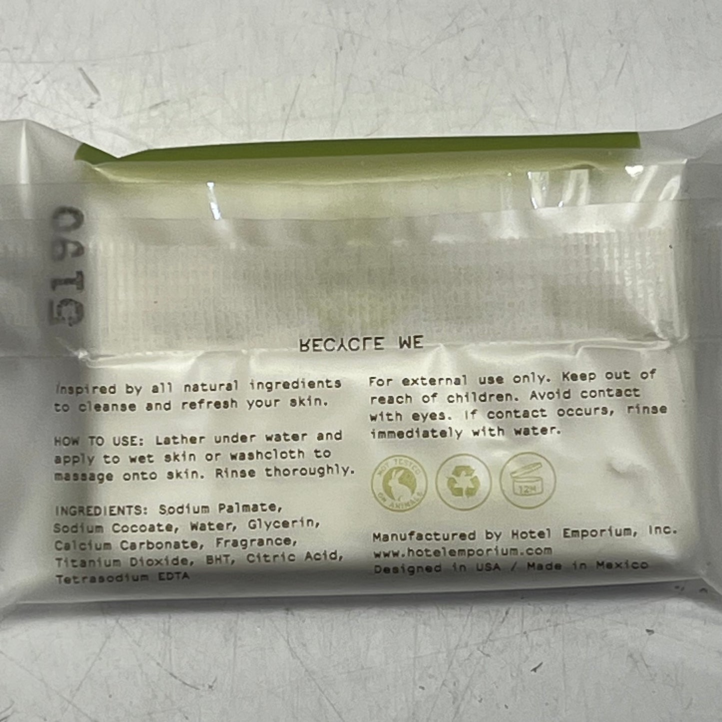 TERRA GREEN (30 PACK) Cleansing Bar Enriched W/ White Tea  0.72oz White