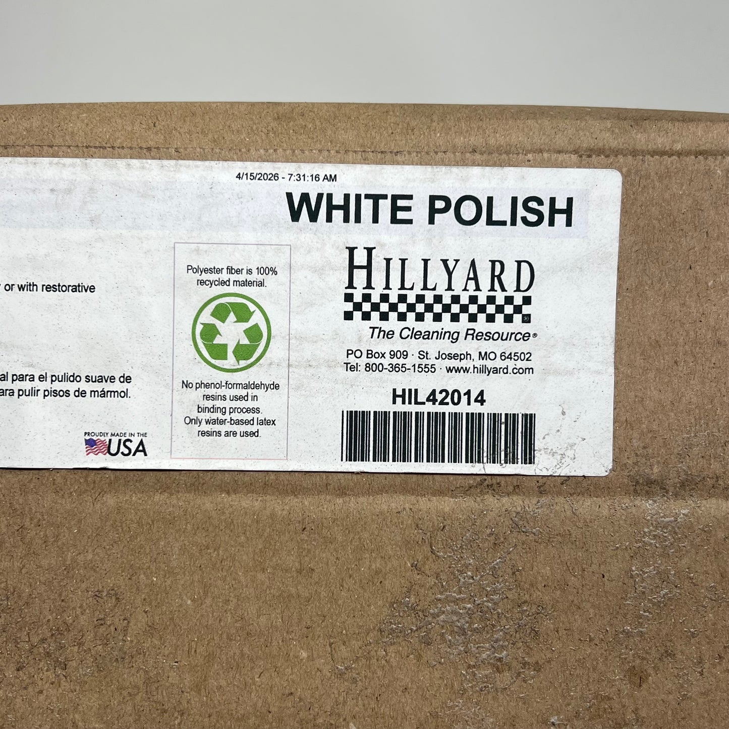 HILLYARD (5 PACK) Trident Polishing Rectangular Floor Pad 14"x20 White HIL42014