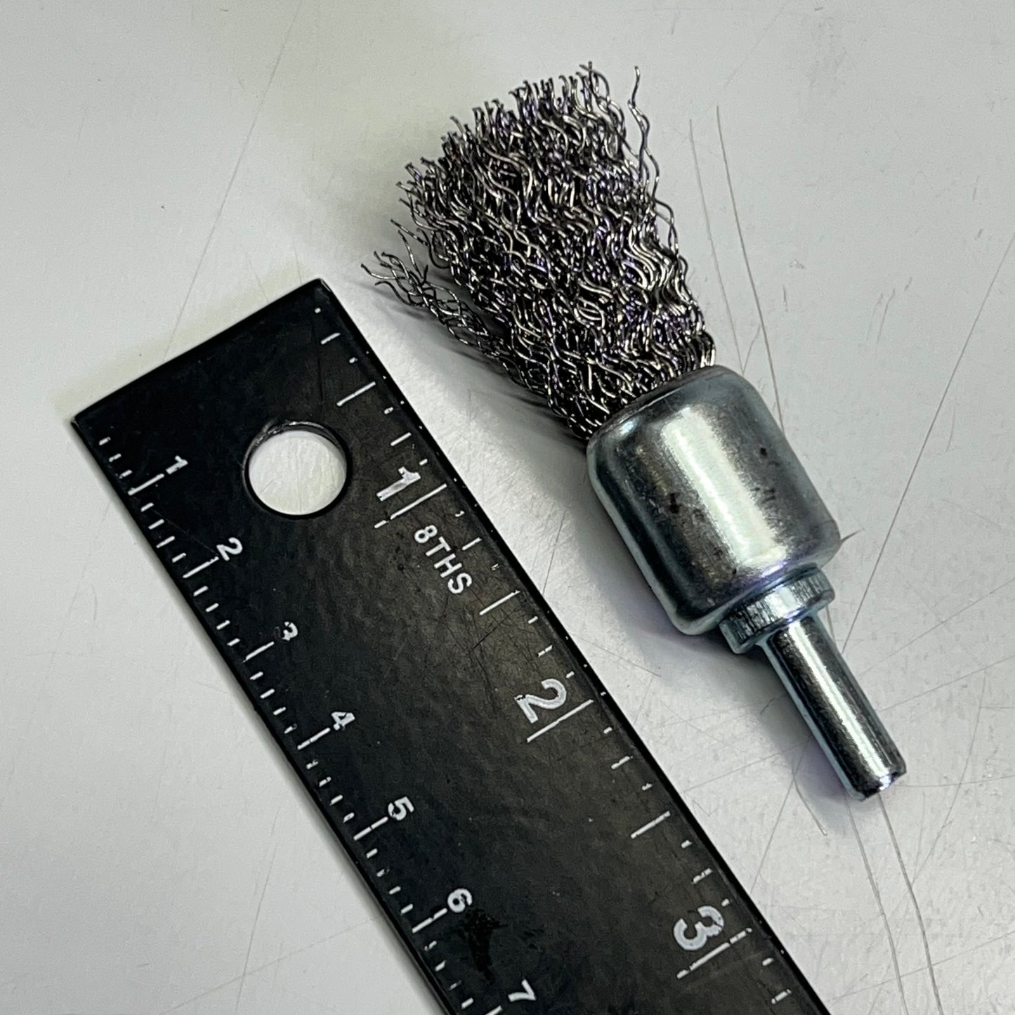 (5 PACK) Crimped Wire End Brush Stainless Steel 3/4" Dia 5/8" Post Chrome