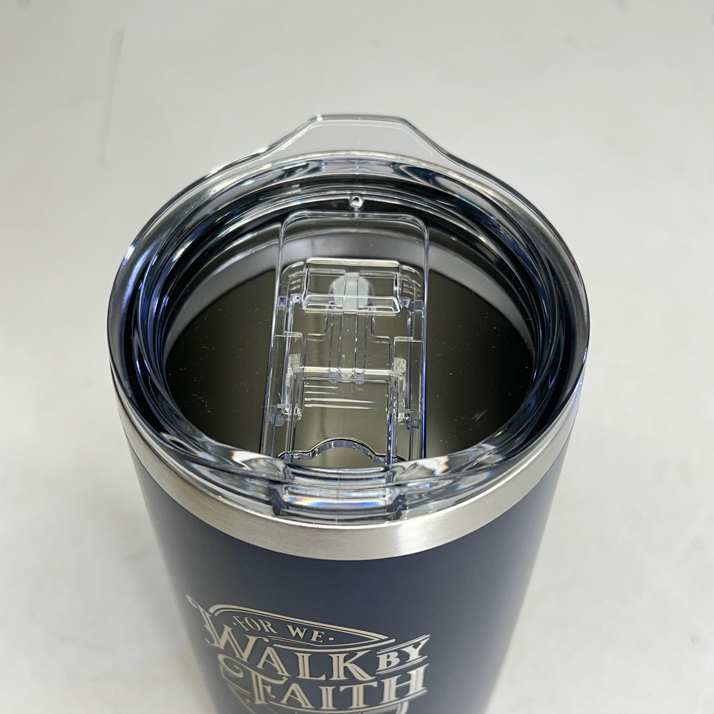 CHRISTIAN ART GIFTS Corinthians 5:7 Stainless Steel Travel Tumbler 18 Fl Oz Blue