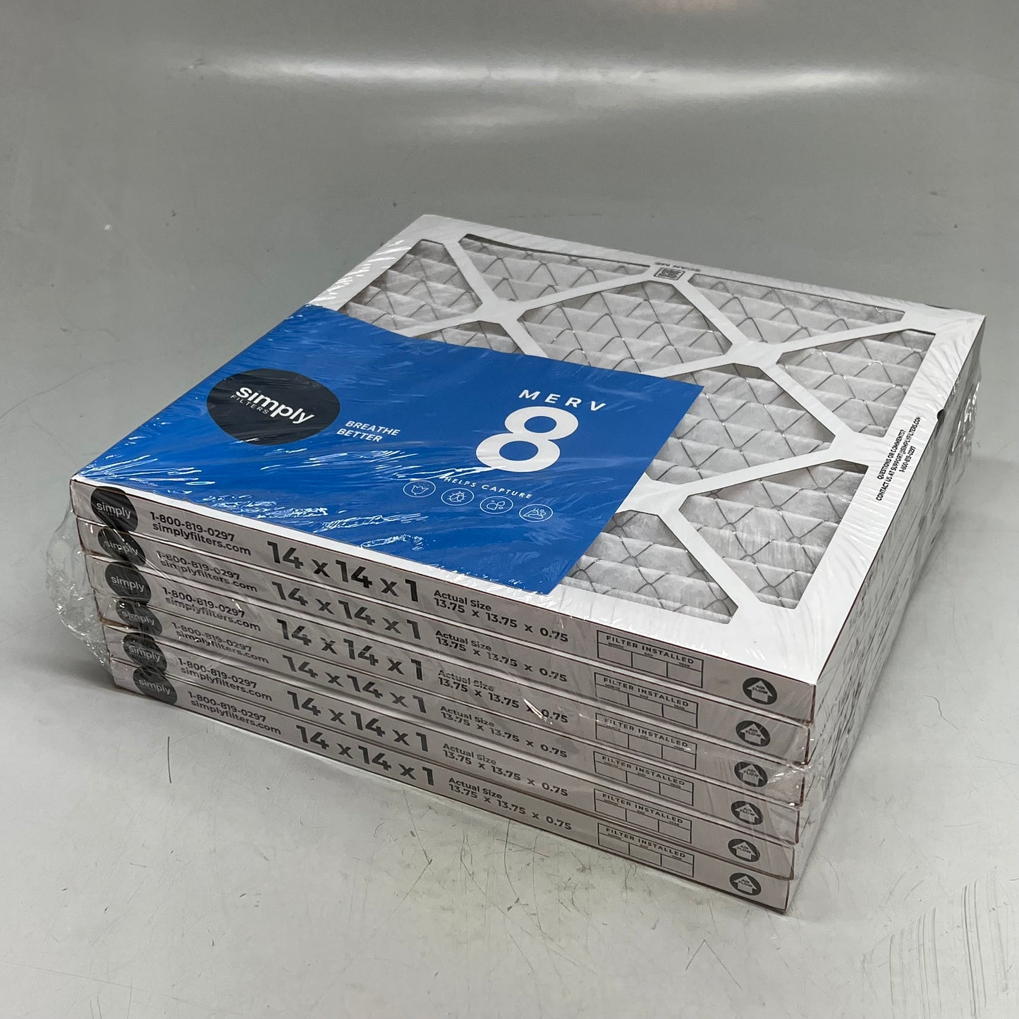 SIMPLY FILTERS (6 PACK) Air Filter MERV 8 For Home AC 14x14x1 White 101662-PA-1