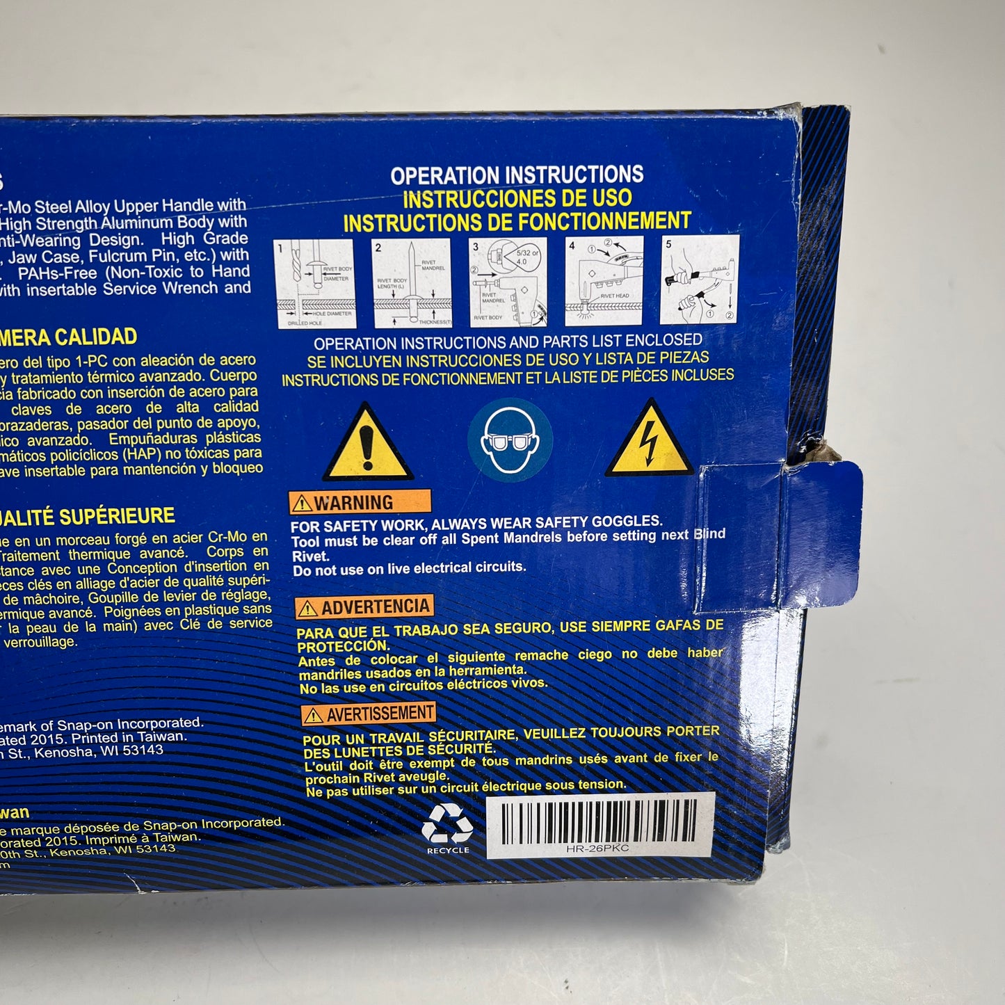 BLUE POINT Industrial Hand Rivet Tool Kit Anti-wear Design Blue HR-26PKC