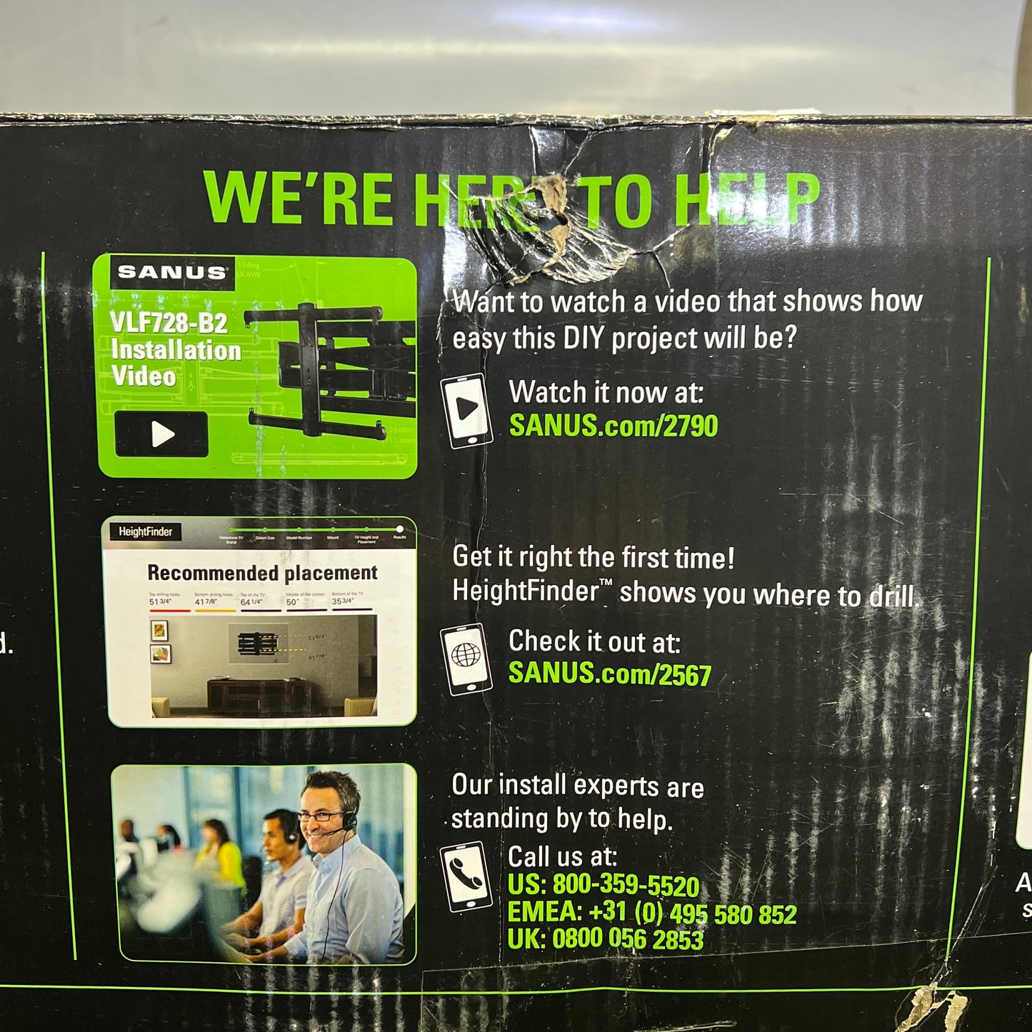 SANUS Heavy Gauge Steel Full Motion TV Mount Low Profile 42"-90" Black VLF728