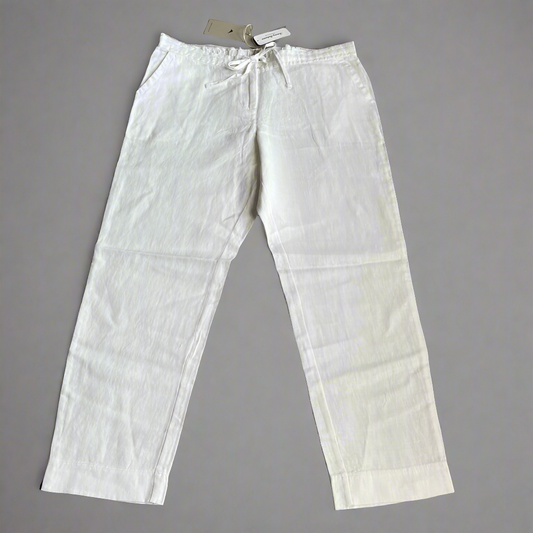 TOMMY BAHAMA Women's Palmbray Tapered Linen Pant White Size XL (New)