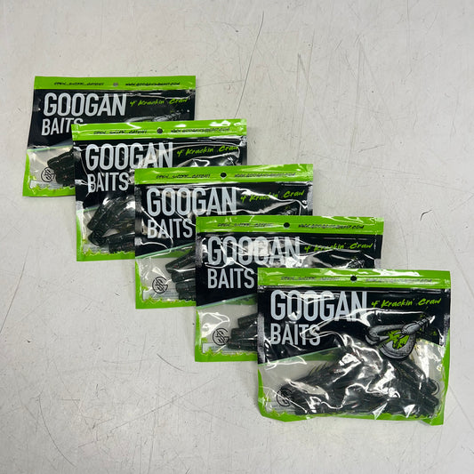 GOOGAN BAITS (5 PACK) Craw Soft Craw Bait w/ Salt 4" Watermelon Red Flake