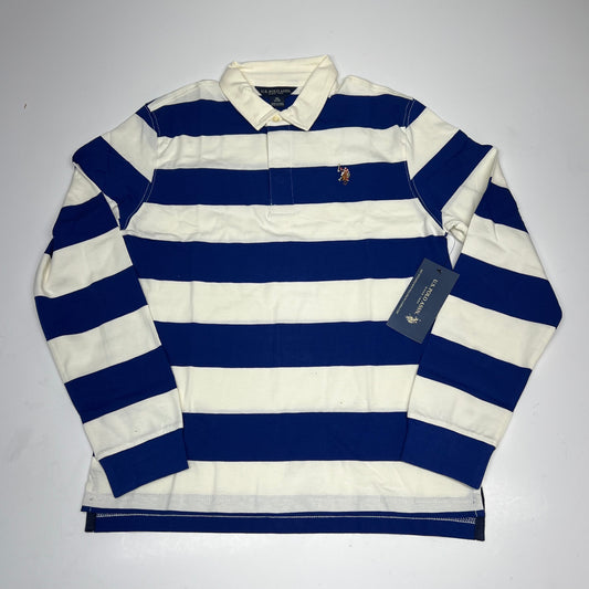 ZA@ U.S. POLO ASSN Long Sleeve Collard Shirt  Men's Sz XL Vineyard Blue/White 98826