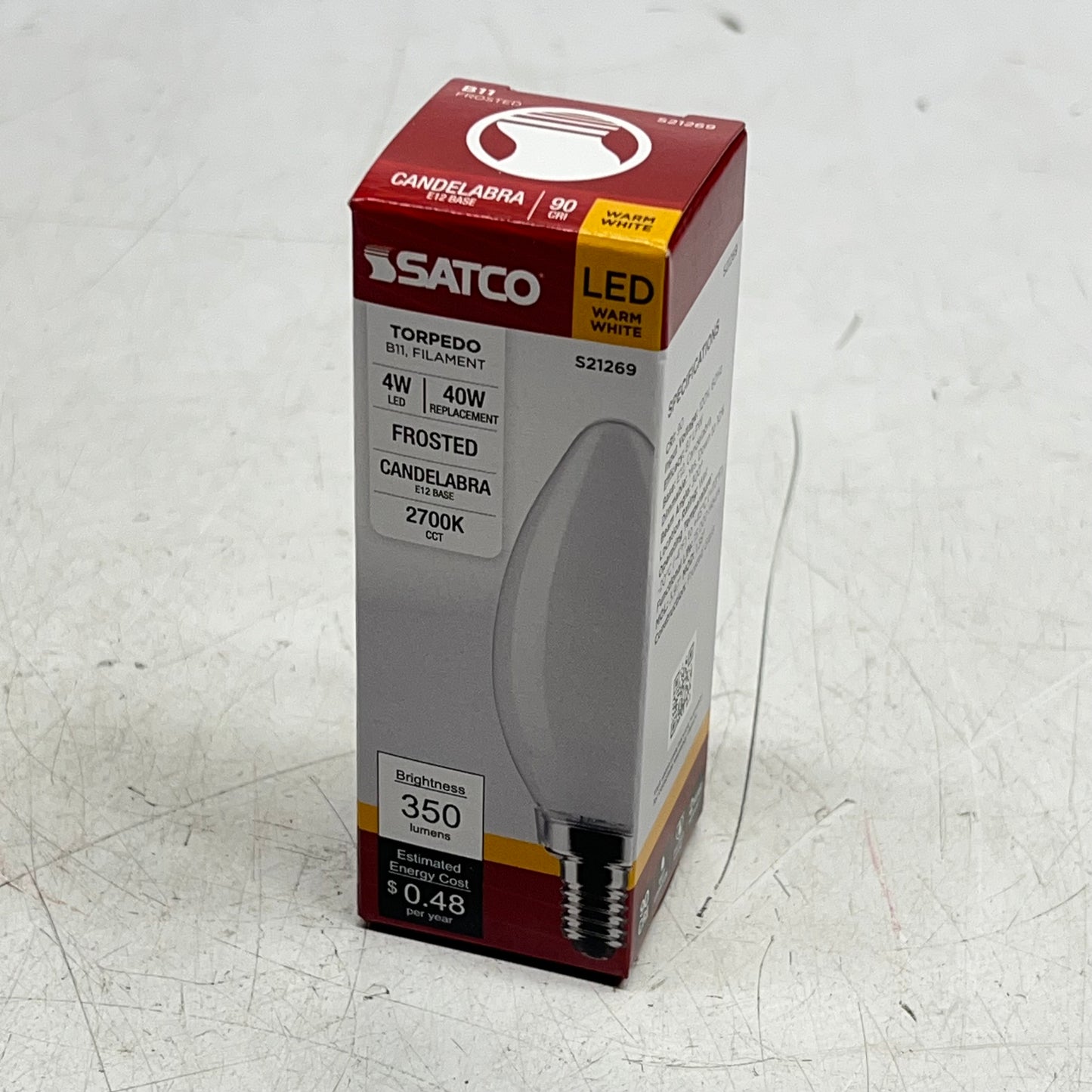 SATCO (6 PACK) Candle Bulb 4W LED B11 2700K Warm White Frosted Finish S21269