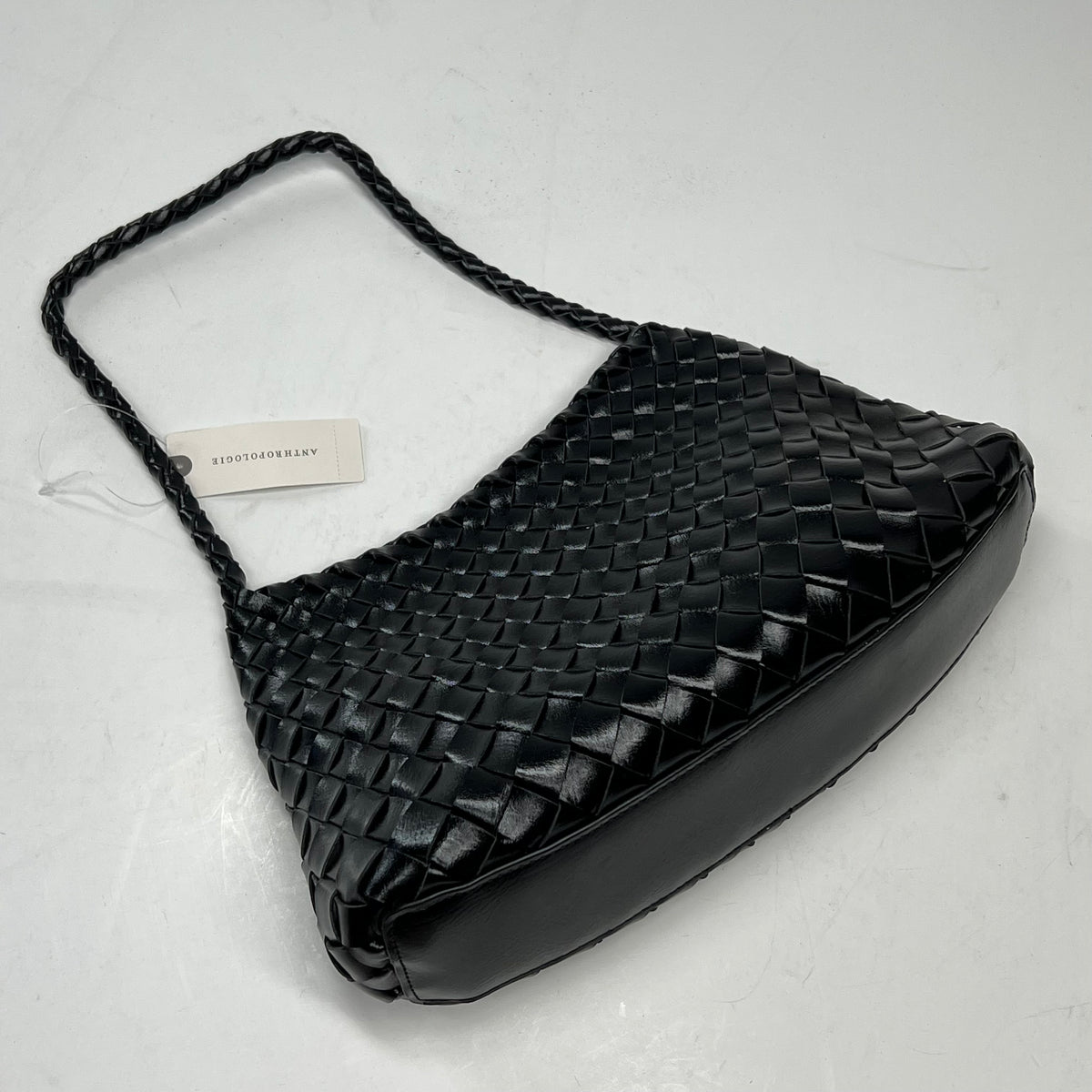 ANTHROPOLOGIE Calla Woven Shoulder Bag Slouchy & Structured Black 103592168