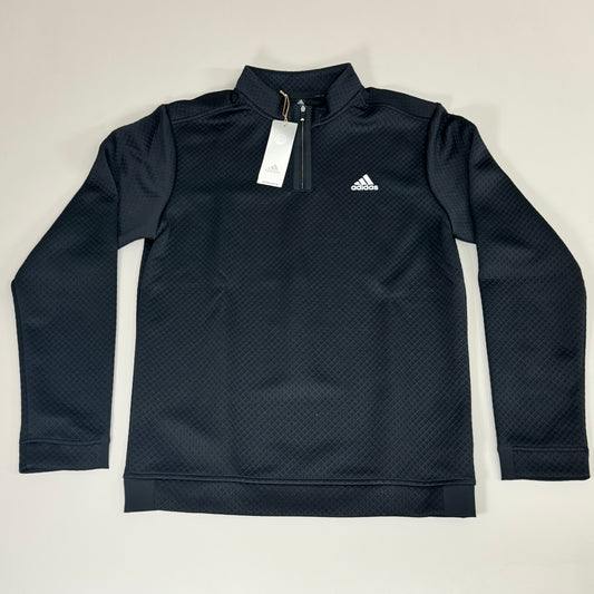 ADIDAS DWR 1/4 Zip Men's Golf Textured Sweatshirt Sz-S Black H53965