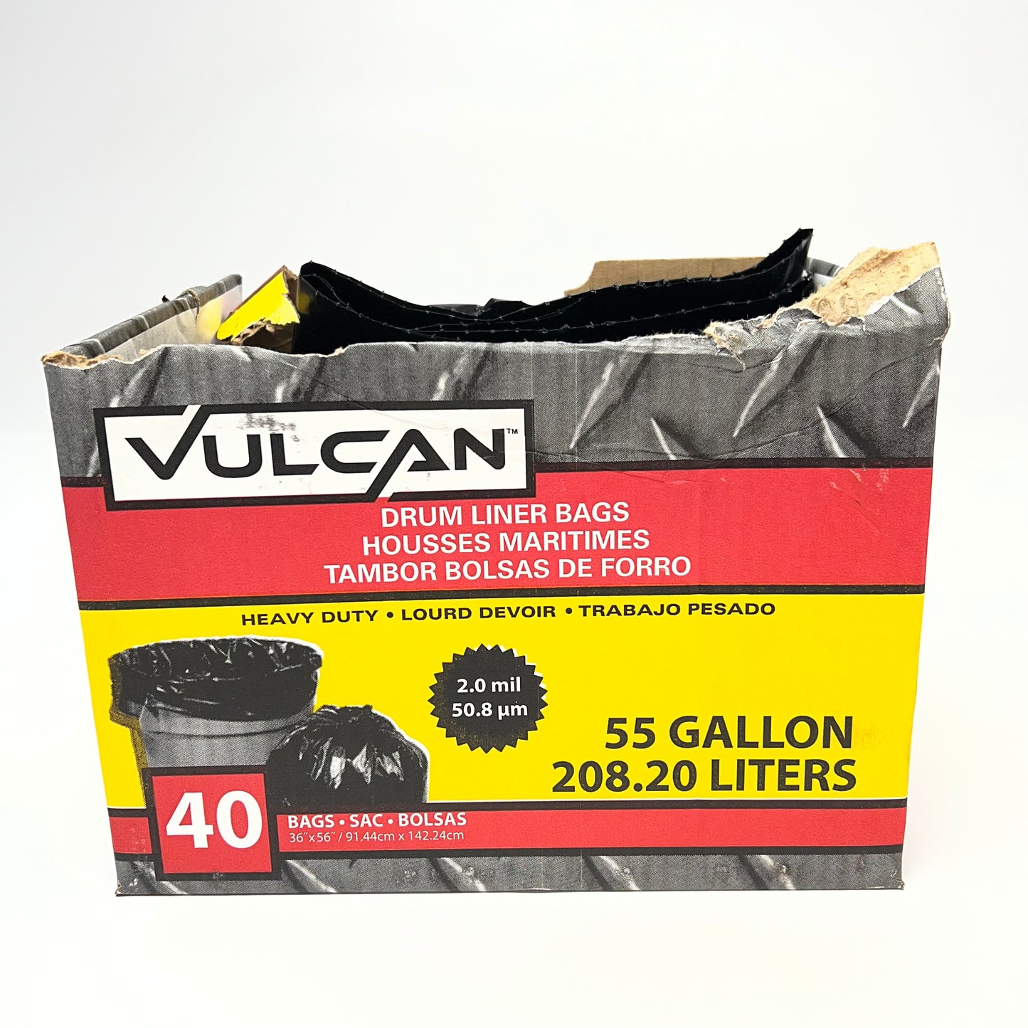 ZA@ VULCAN (40 BAGS) Drum Liner Bags Sz 55 Gal. PK-PS0190B (As-Is) Damaged Box