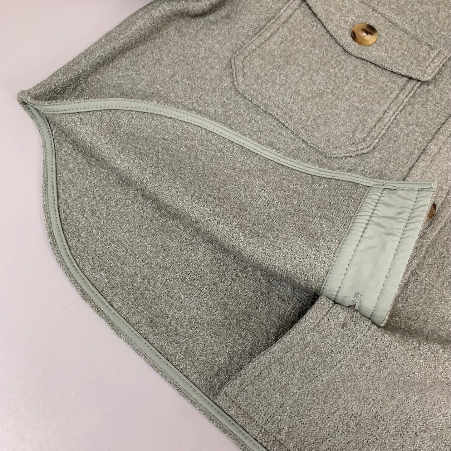 LEVI'S Front Button Cropped Jacket W/ Laydown Collar Women's Medium Tea Green 595450040