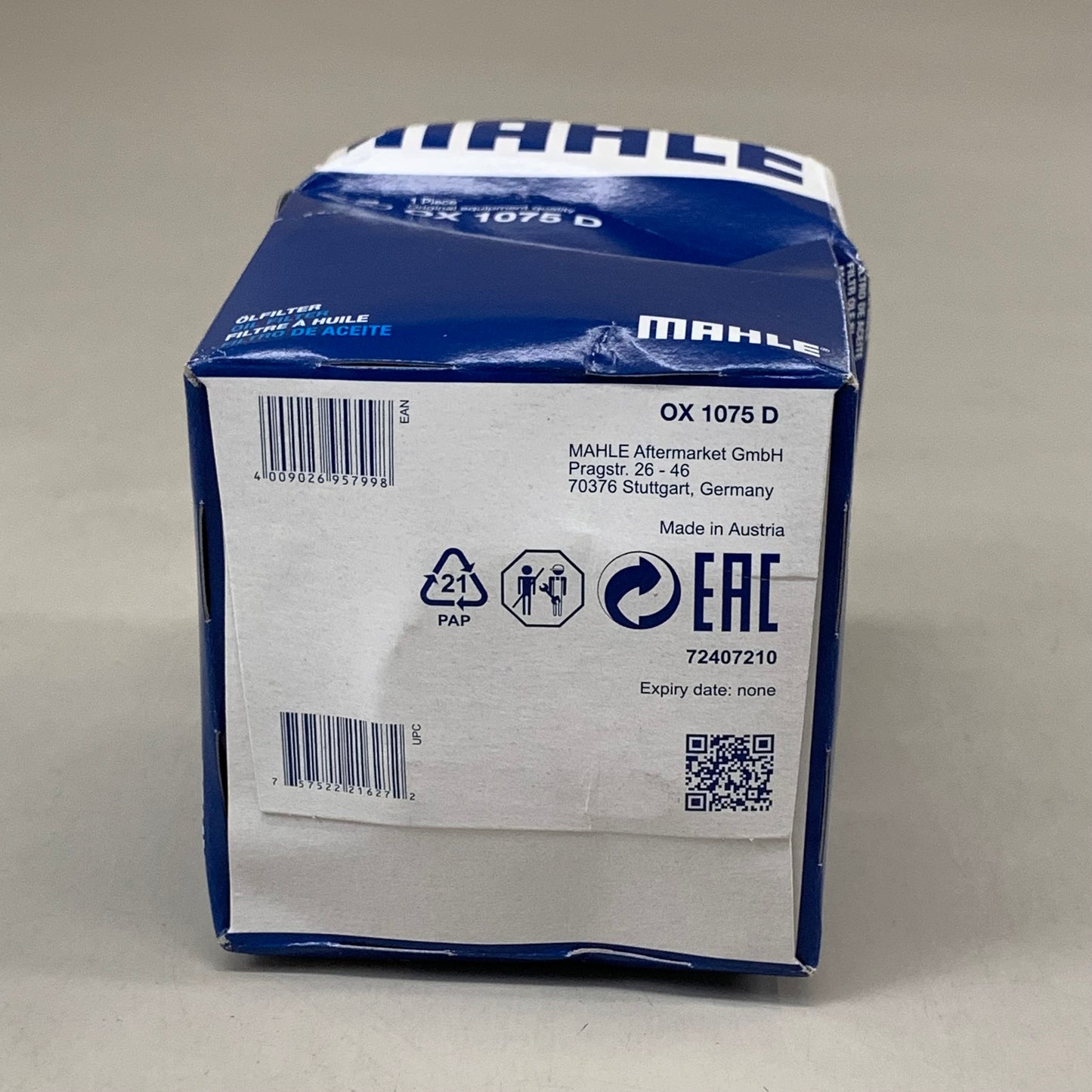 MAHLE Eco Engine Oil Filter For Volvo Orange OX 1075D (As-Is (see Images)