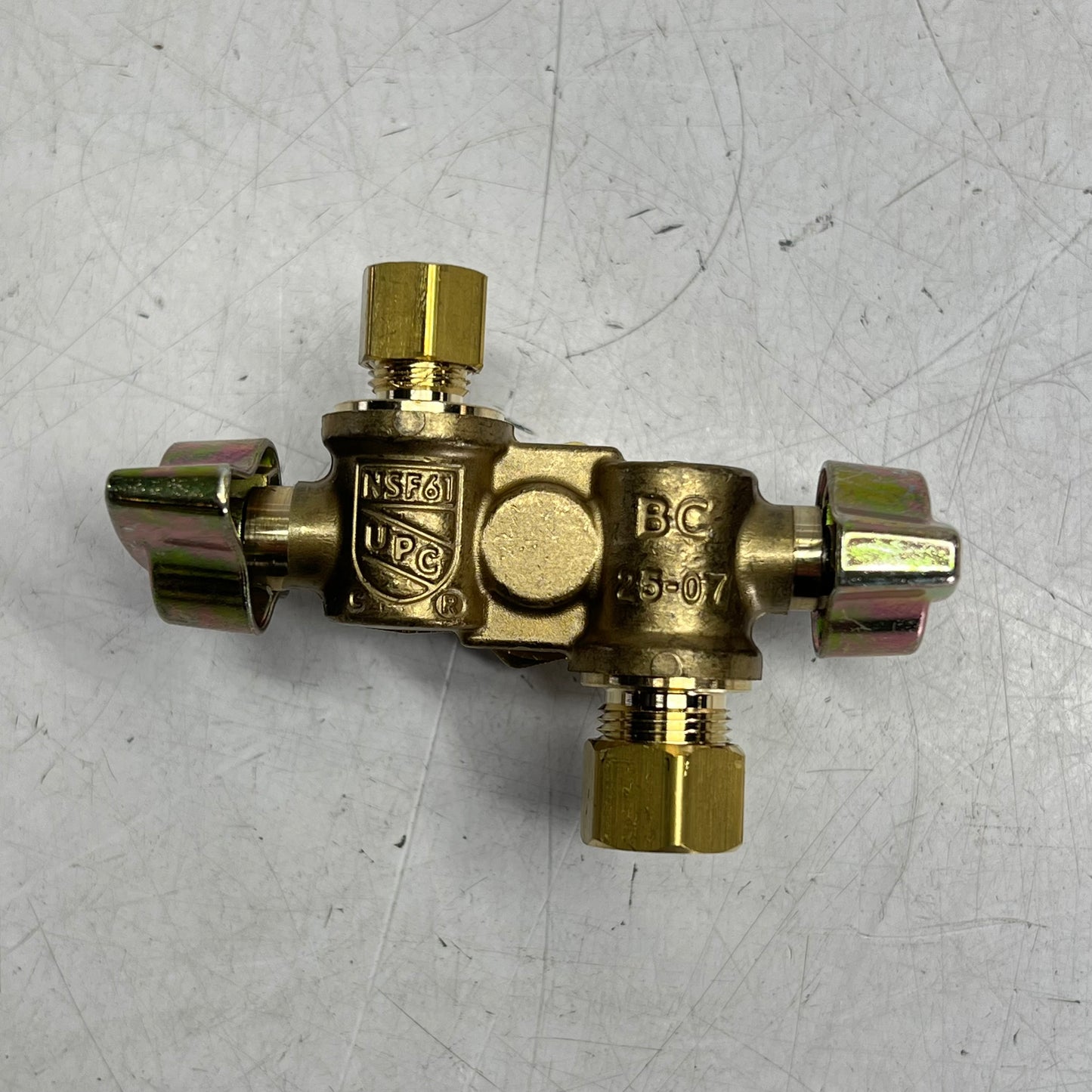 BRASS CRAFT Dual Outlet Dual Shut-off Valve 1/4" Turn Angle Ball KTCR1900DVX R