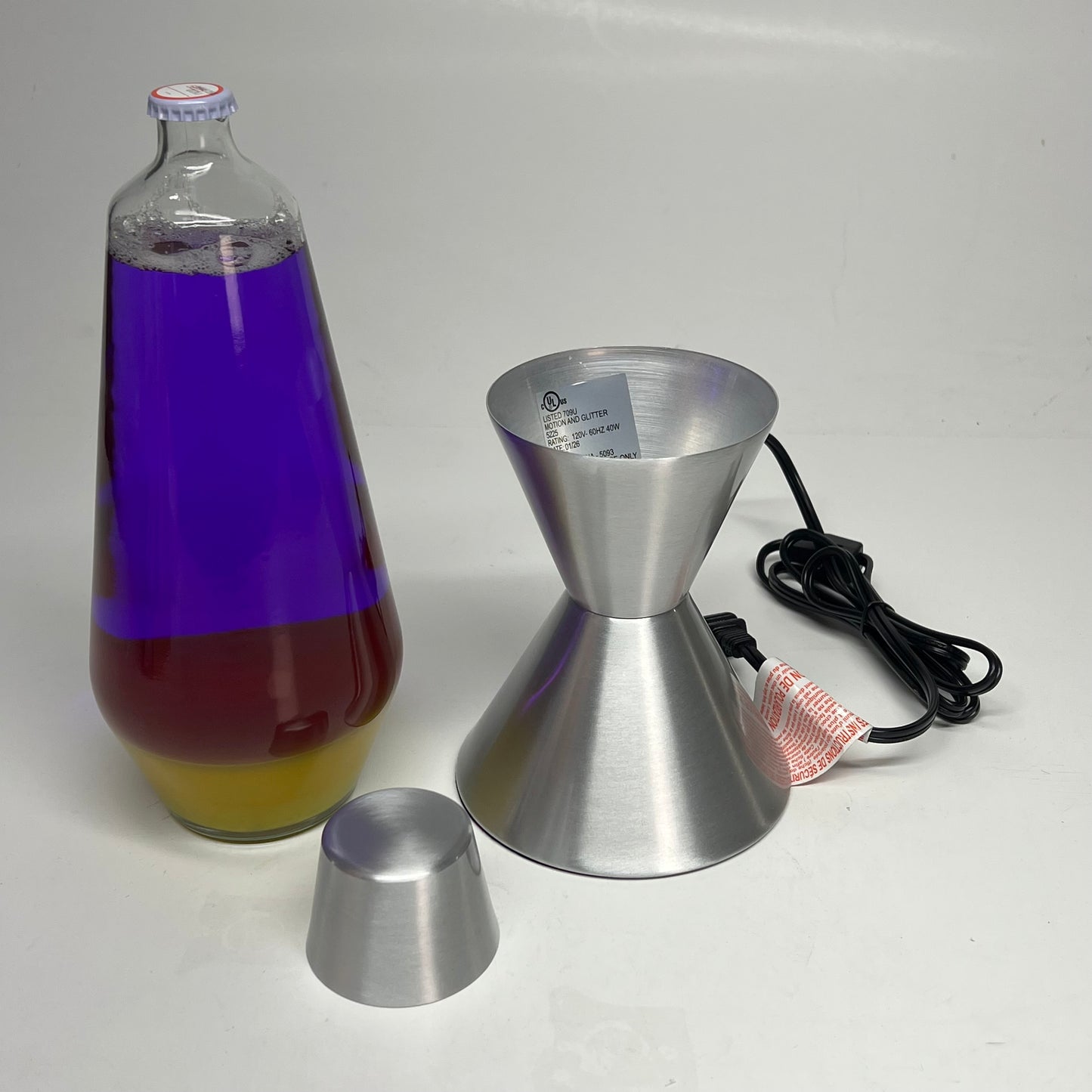 SCHYLING Classic Lava Lamp Illuminate Your Mood 16.3" Orange/Purple Silver Base