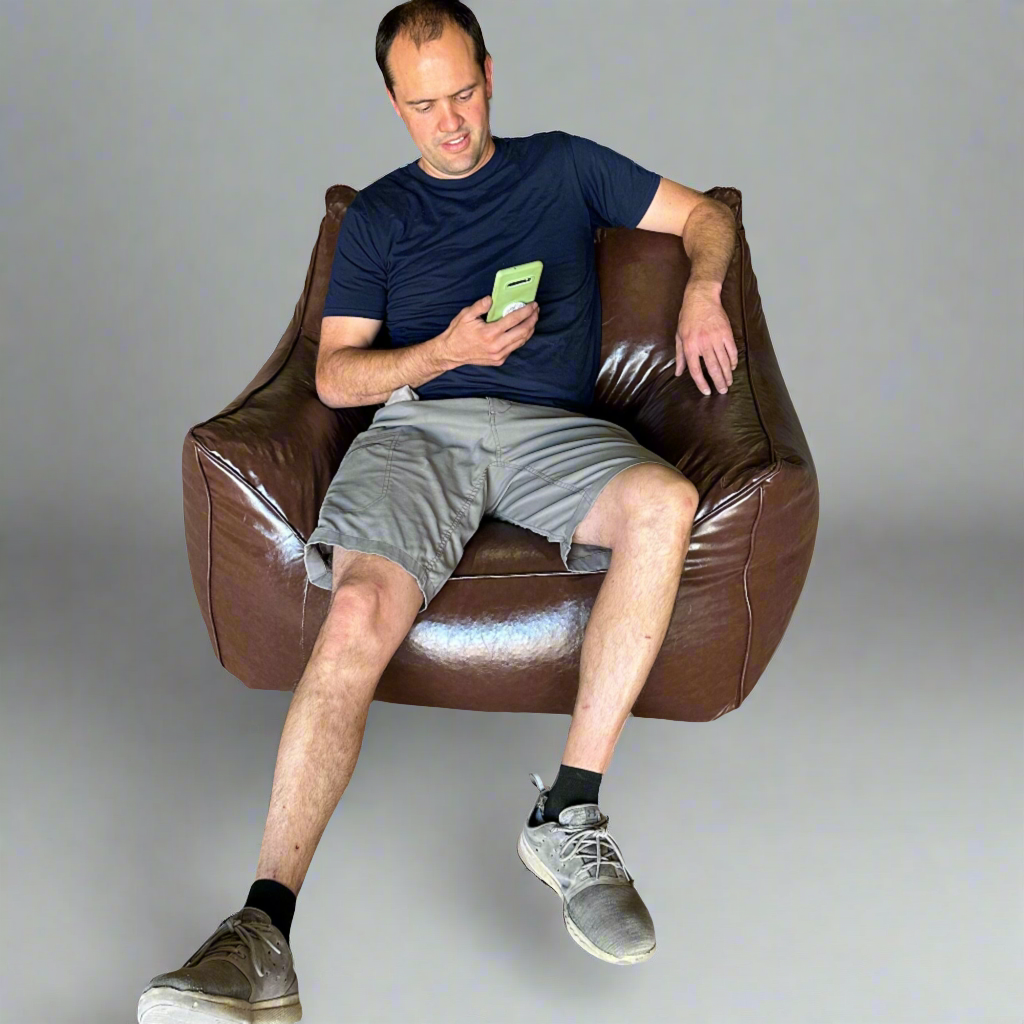 ZA@ SXB Faux Leather Bean Bag Chair Cyan Retro Brown (New)