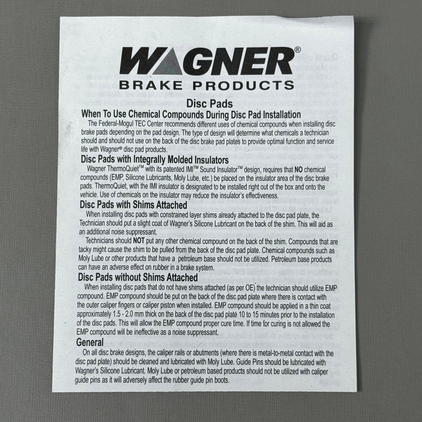 WAGNER QS Ceramic Disc Brake Pad Set 7" x 2" Black ZX962