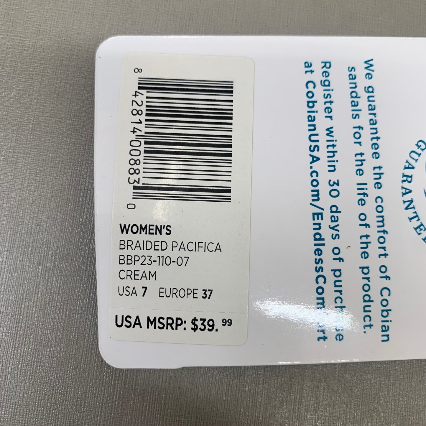 COBIAN Braided Pacifica Sandals Women's SZ 7, EU 37 Cream BBP23-110-7