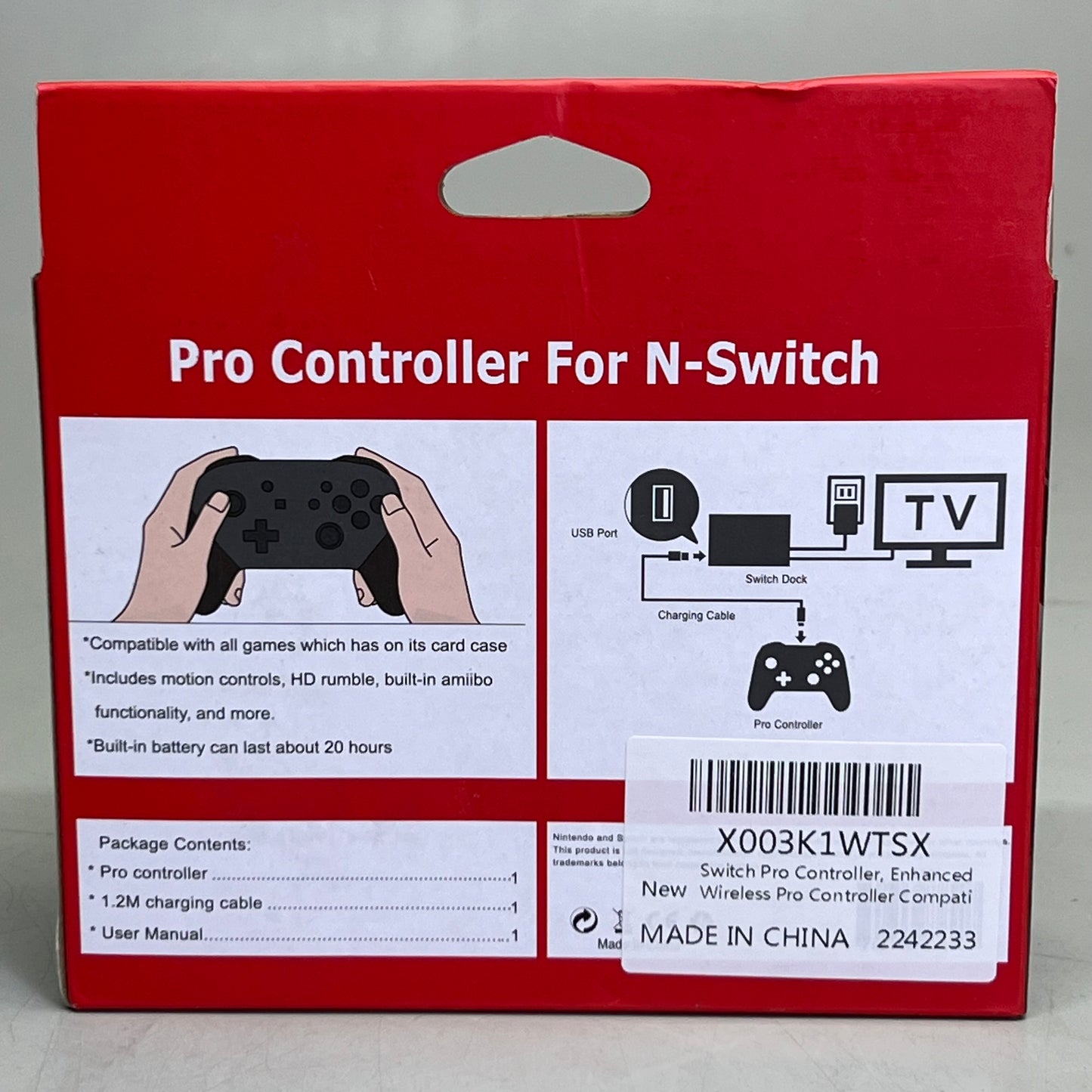 ZA@ HARGA Pro Controller for Nintendo Switch Wireless & Rechargeable W028 (New Other)