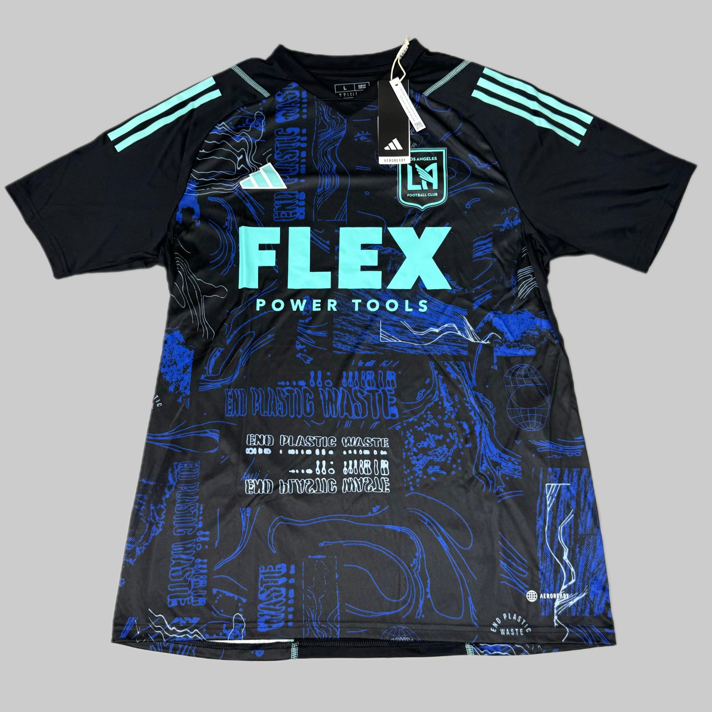 LAFC Los Angeles FC ADIDAS One Planet Soccer Jersey Women’s Sz L Black / Blue