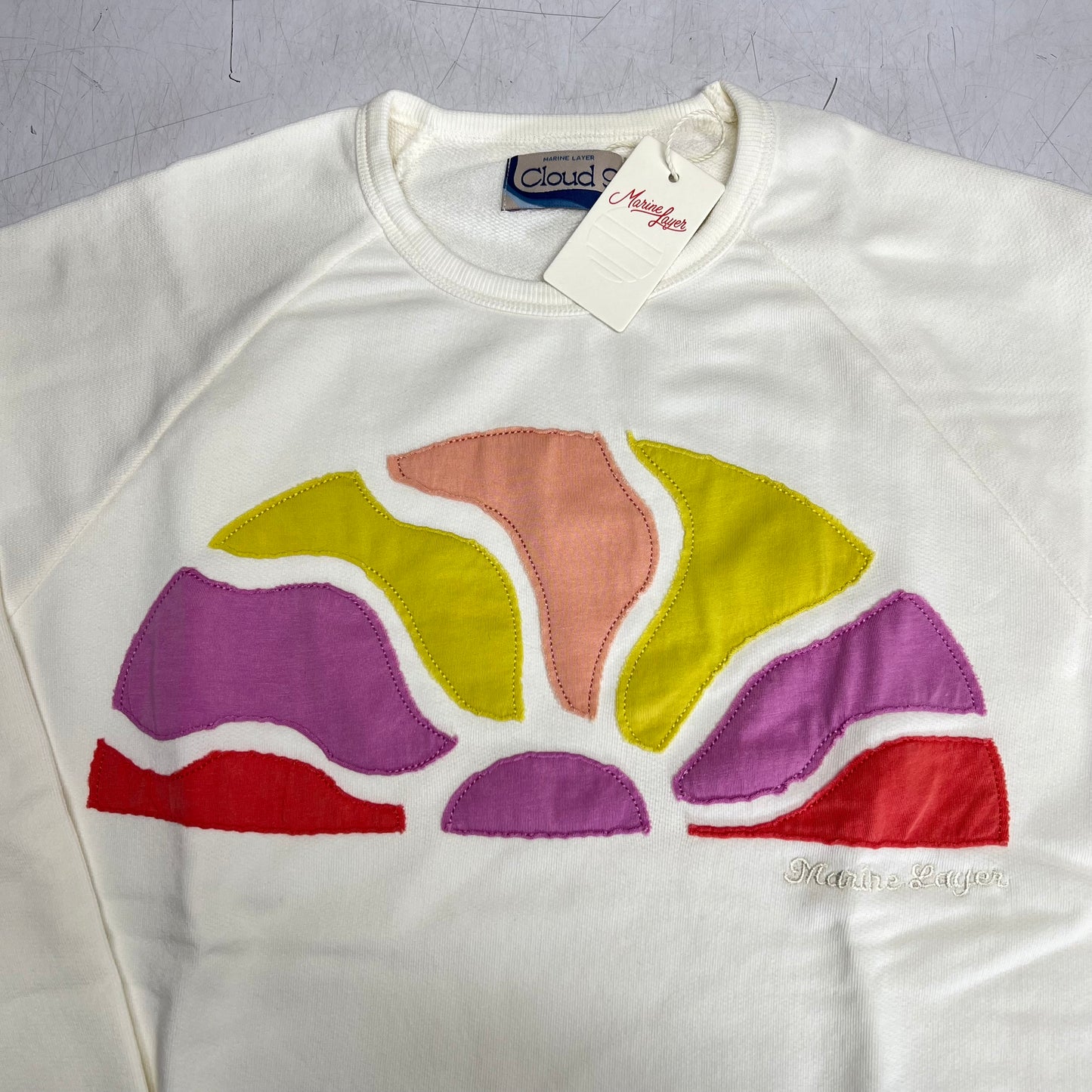 CLOUD 9 Terry Sweatshirt California Inspired  Women's Sz S Antique White