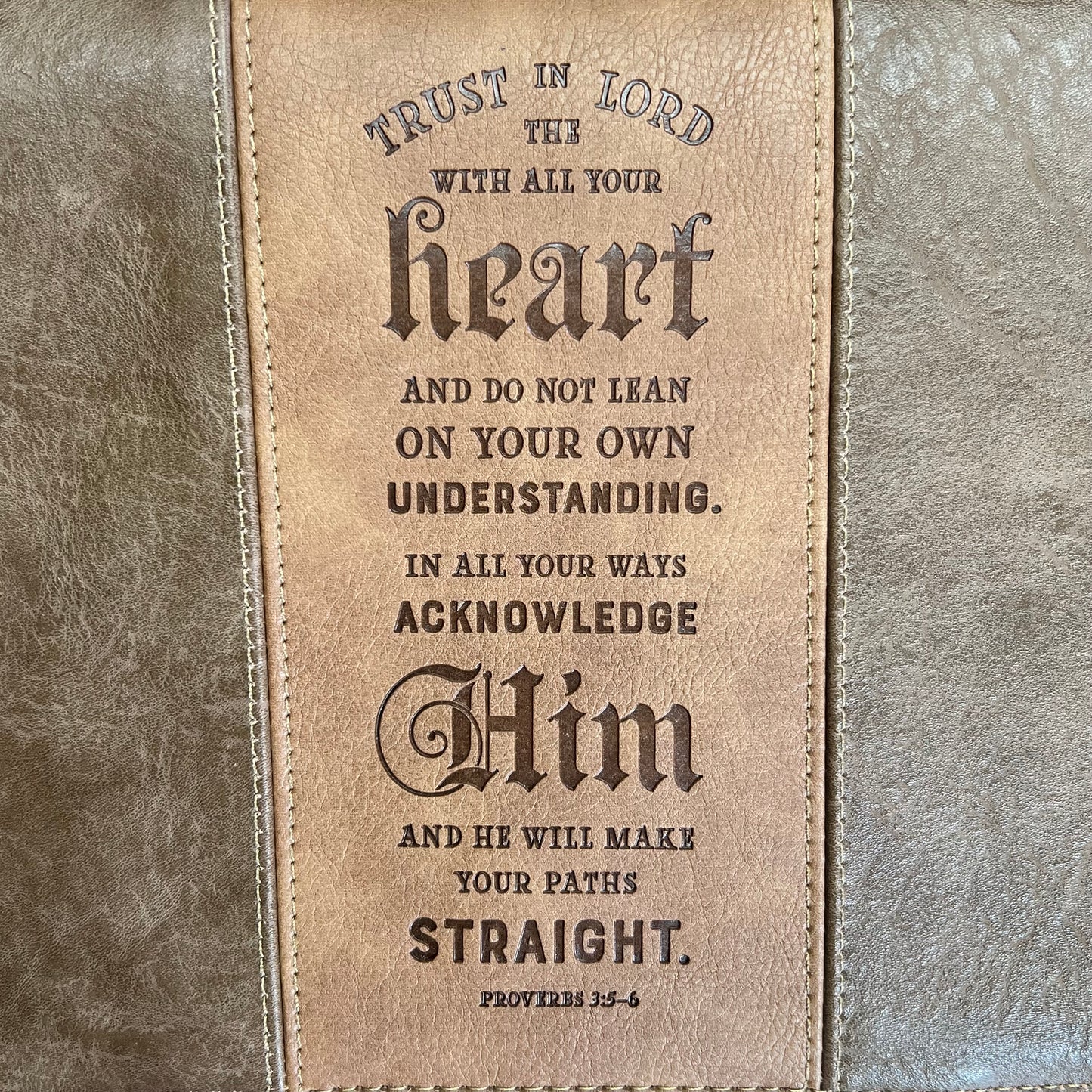 CHRISTIAN ART GIFTS Proverbs 3:5 Faux Leather Bible Cover  7"x10" Brown BBL682