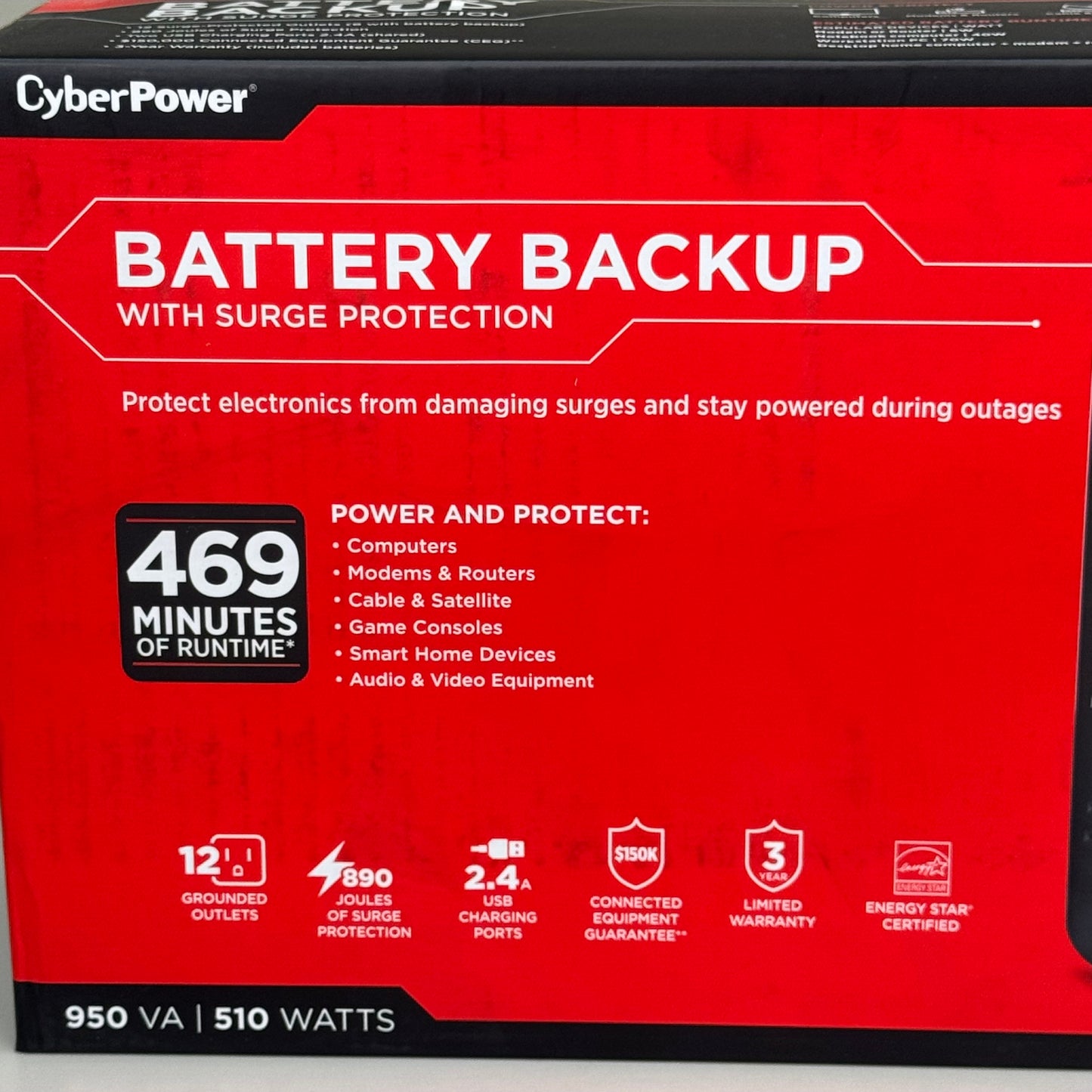 CYBER POWER Battery Backup w/ Surge Protection 469 Minutes Running 150W SX950U