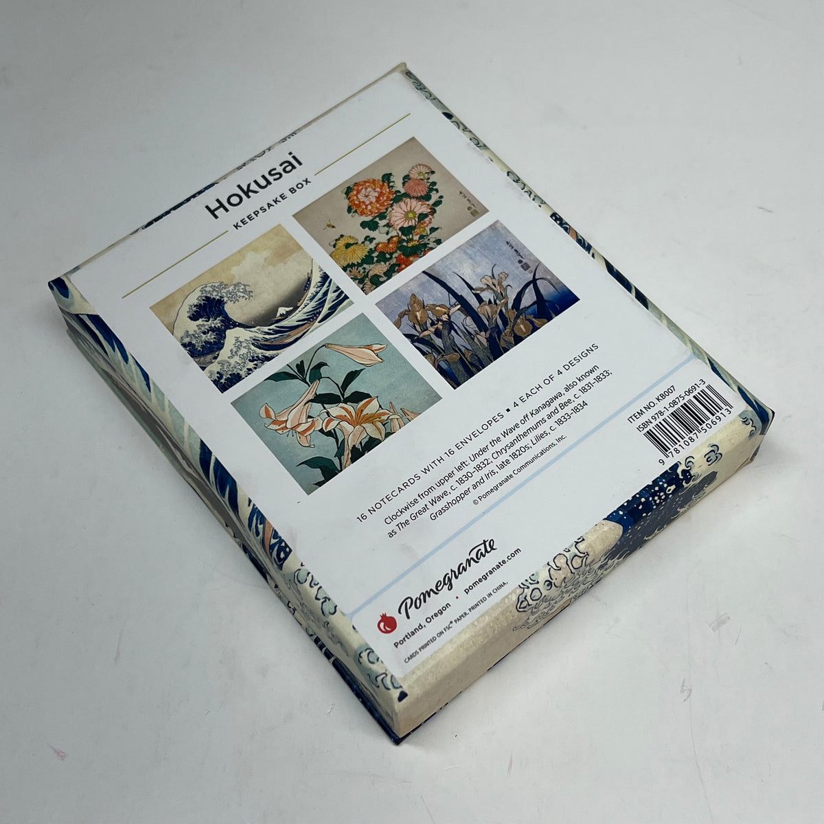 POMEGRANATE (2 PACK, 16 EACH) Hokusai Keepsake Boxed Notecards W/ Envelopes 4x5|"