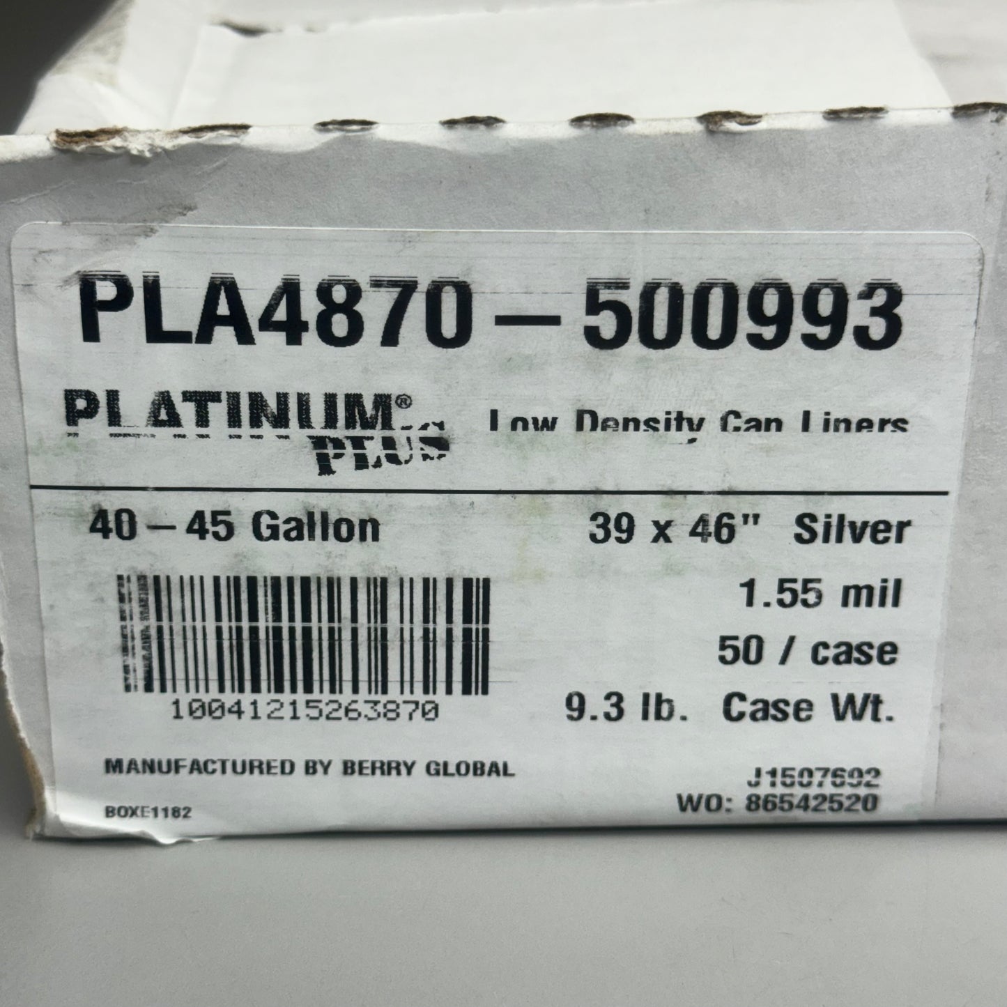 PLATINUM PLUS (50 PACK) 40-45 Gallon Black Trash Bags 39”x46” Model: PLA4870-500993