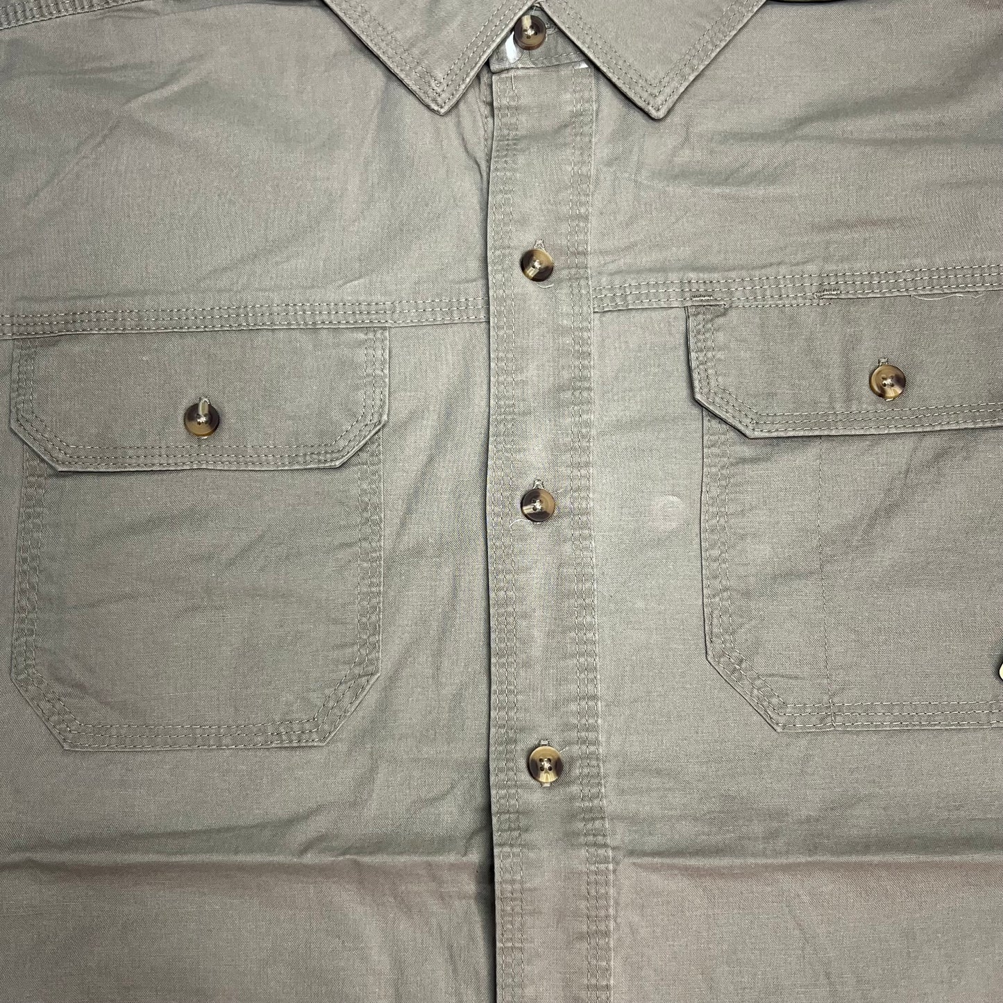 NOBLE OUTFITTERS Short Sleeve Weathered Work Shirt Men's Sz XL-R Khaki 12005