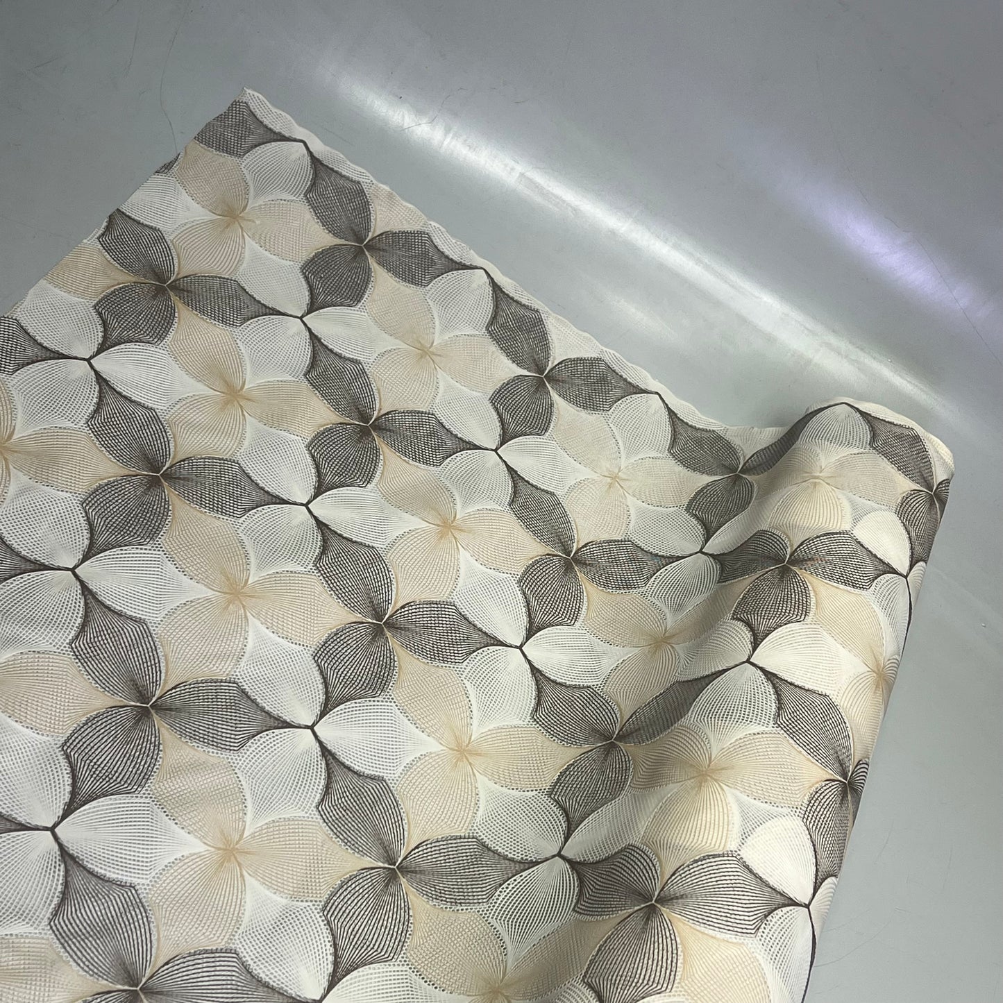 PVC Faux Crochet Floral Pattern Tablecloth 54"x60' Brown/Tan/White