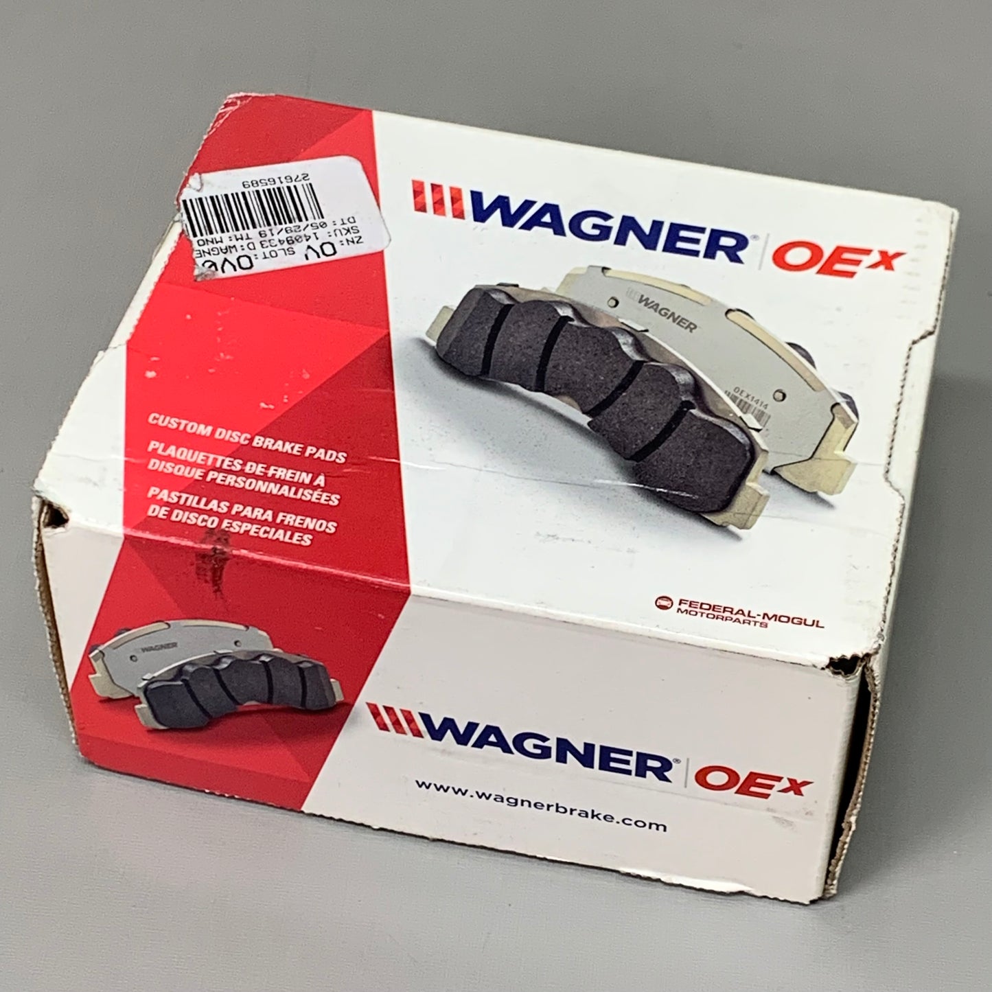 WAGNER OEx Ceramic Disc Brake Pad Set 4 1/2" x 2" Grey OEX770