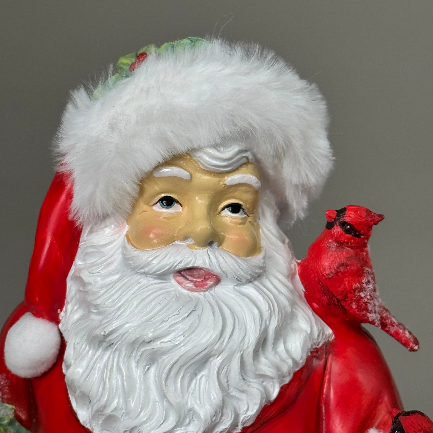 RAZ IMPORT Resin Cardinal Santa Christmas in the Garden Red/White 15" 4457312