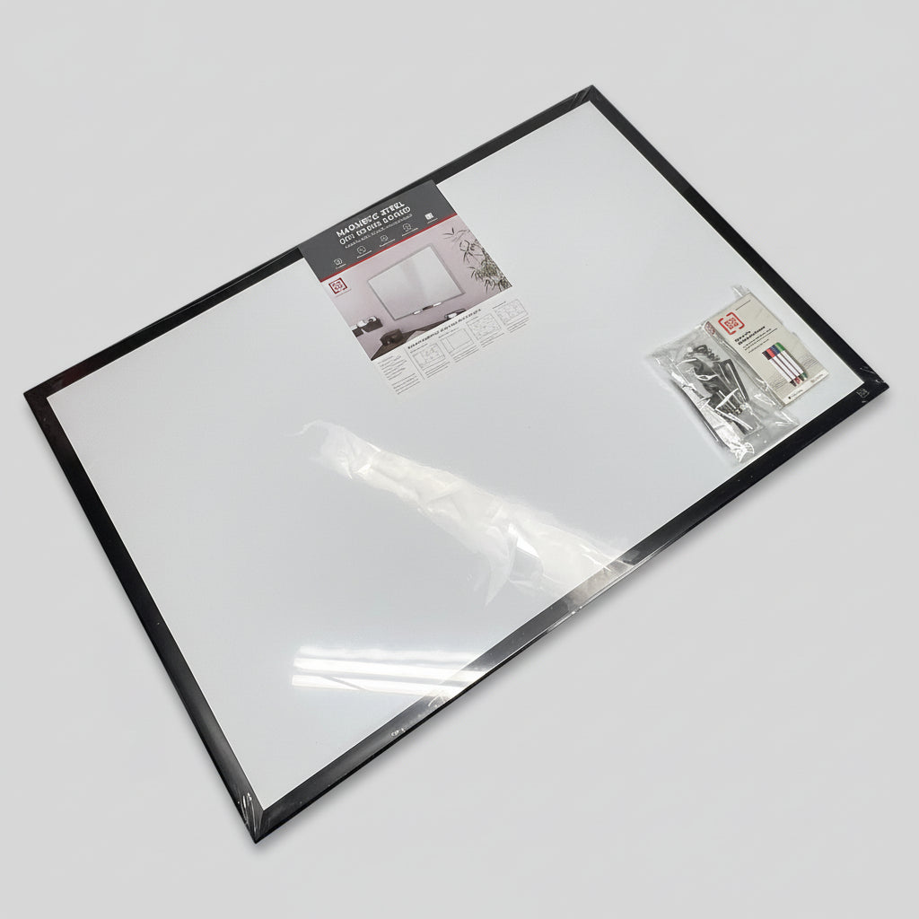 TRU RED Magnetic Steel Dry Erase Board  3'x2' White/Black Frame TR61180