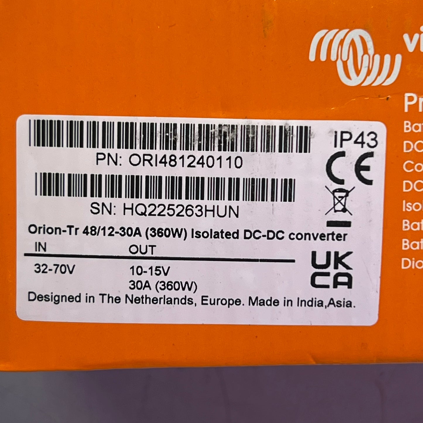 VICTRON ENERGY Orion Tr Isolated DC-DC Converter 48/12V-30A (360W) Blue ORI481240110
