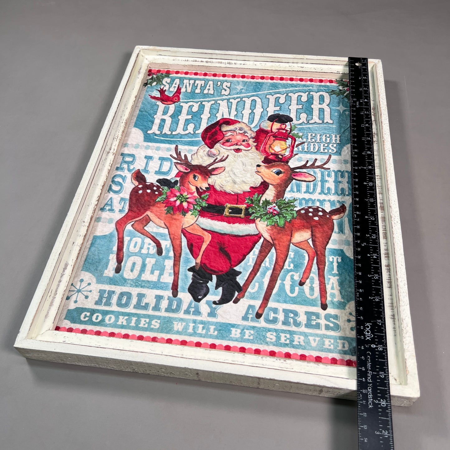 3-PK! RAZ IMPORTS 19.75" Santa's Reindeer Textured Paper Framed Christmas Wall Art 4159144 (New)