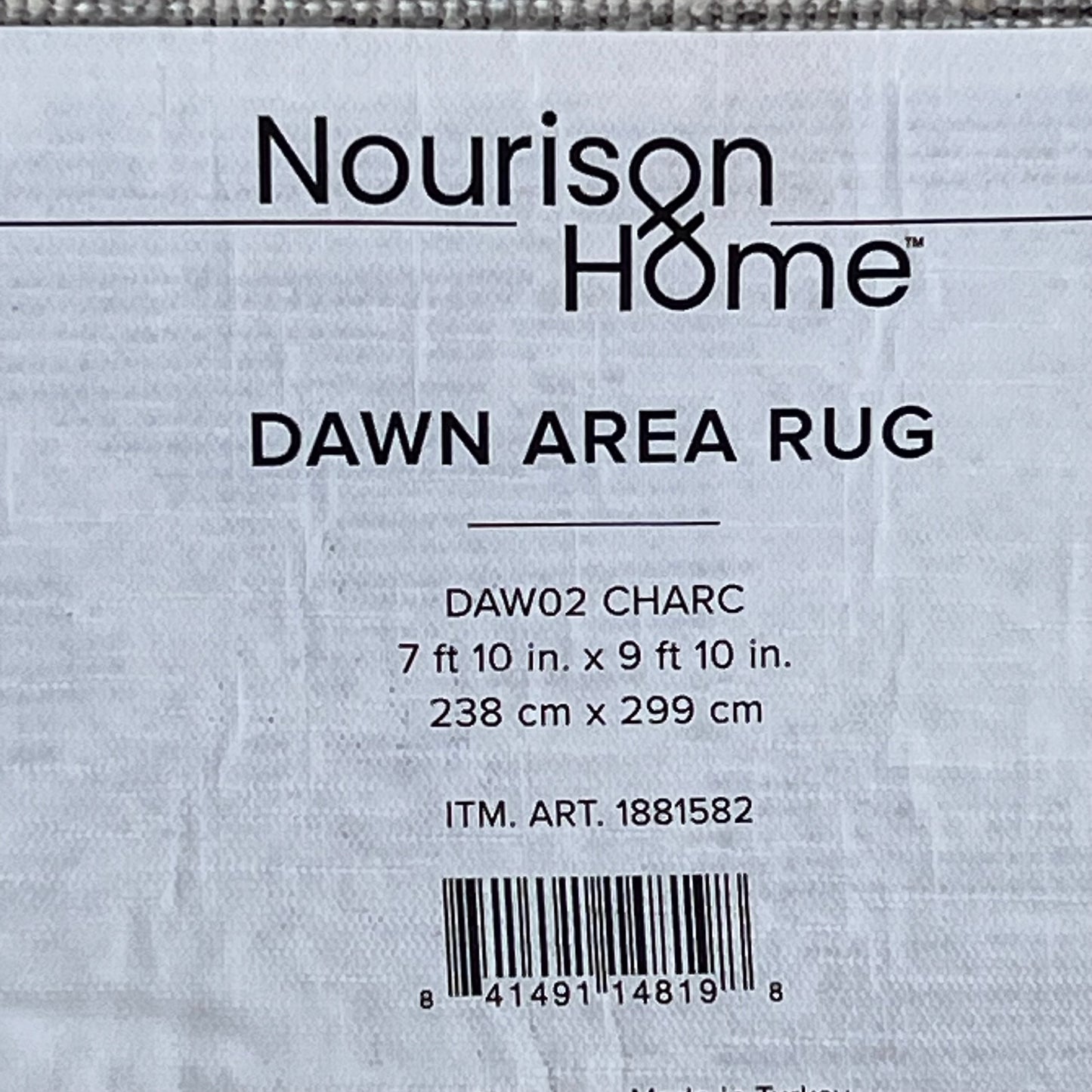 ZA@ NOURISON & HOME Dawn Area Floral Diamond Design  7'x9' Light Grey/Charcoal DAW02 CHARC (Return - Damaged/Dirty Outer Edge)