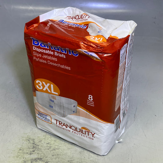 TRANQUILITY (4 PACK, 8 EACH) Bariatric Disposable Briefs Unisex 3XL White