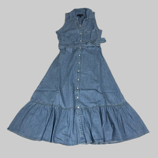 VERONICA BEARD Jeans Edwina Sleeveless Midi Dress Sz-10 Iceberg J24067101287IC