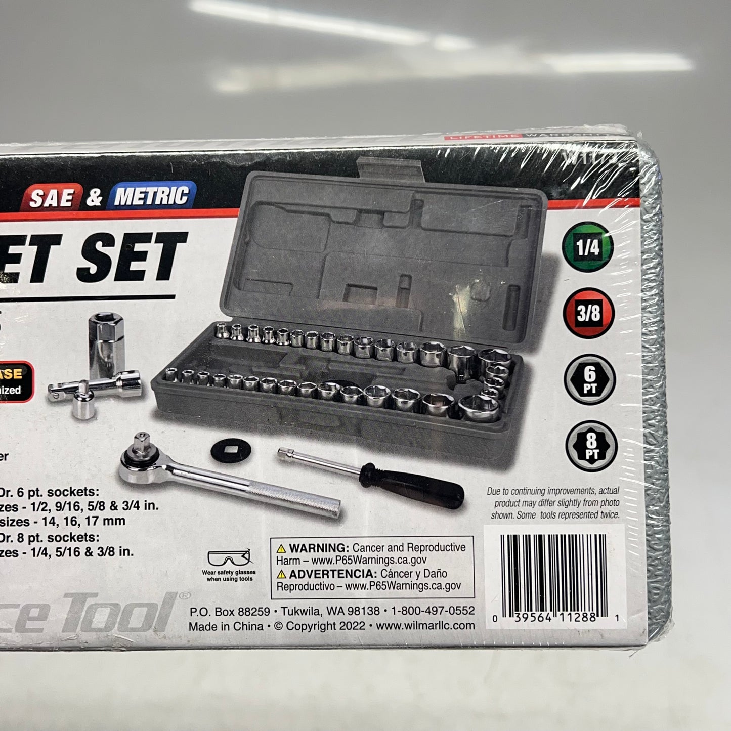 PERFORMANCE TOOL (40 PIECE) Socket Set W/ Ratchet 1/4" & 3/8" Grey/Chrome W1173