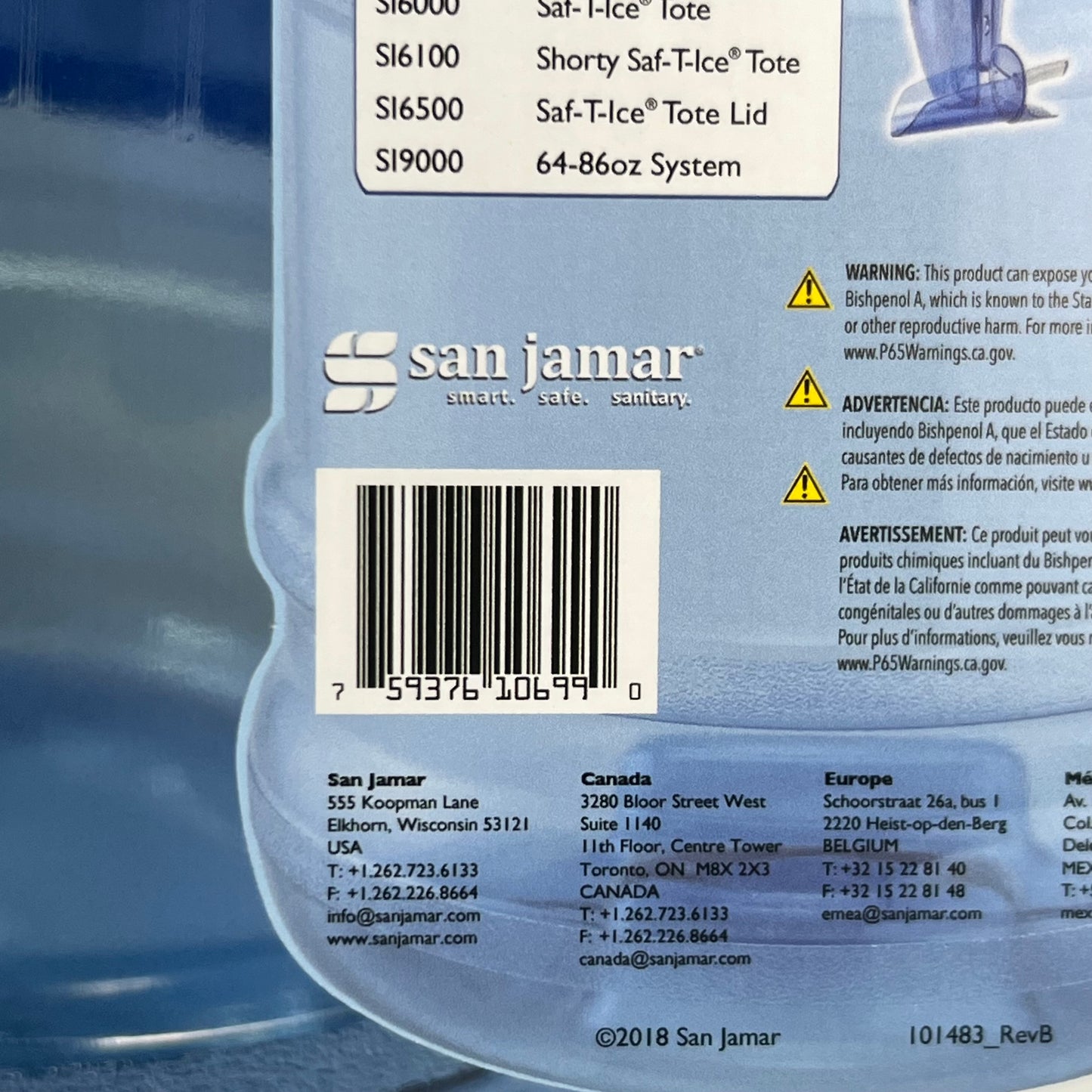 SAFTICE TOTE San Jamar Sanitary Tote to Transport Ice 5 Gal. SI6100