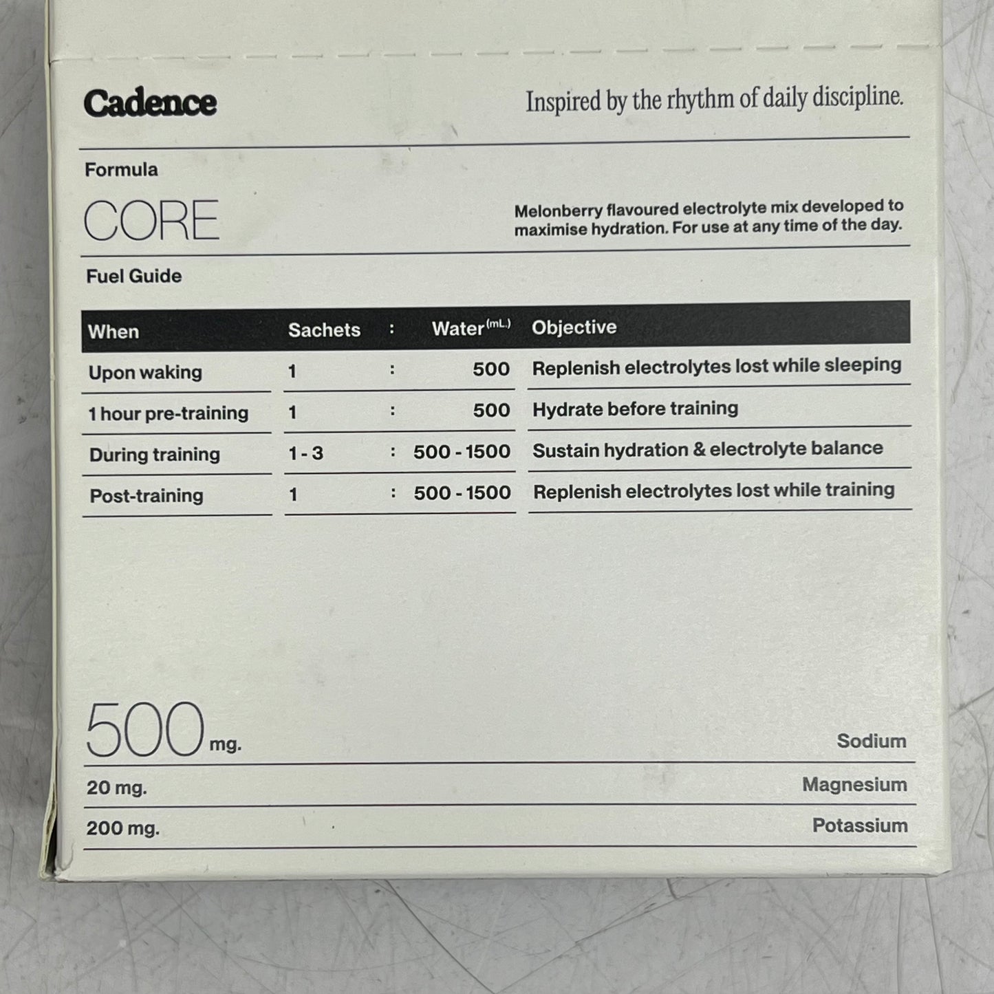 CANDENCE (30 SACHETS) Core Electrolyte Supplement Melonberry 0.18oz BB 09/27