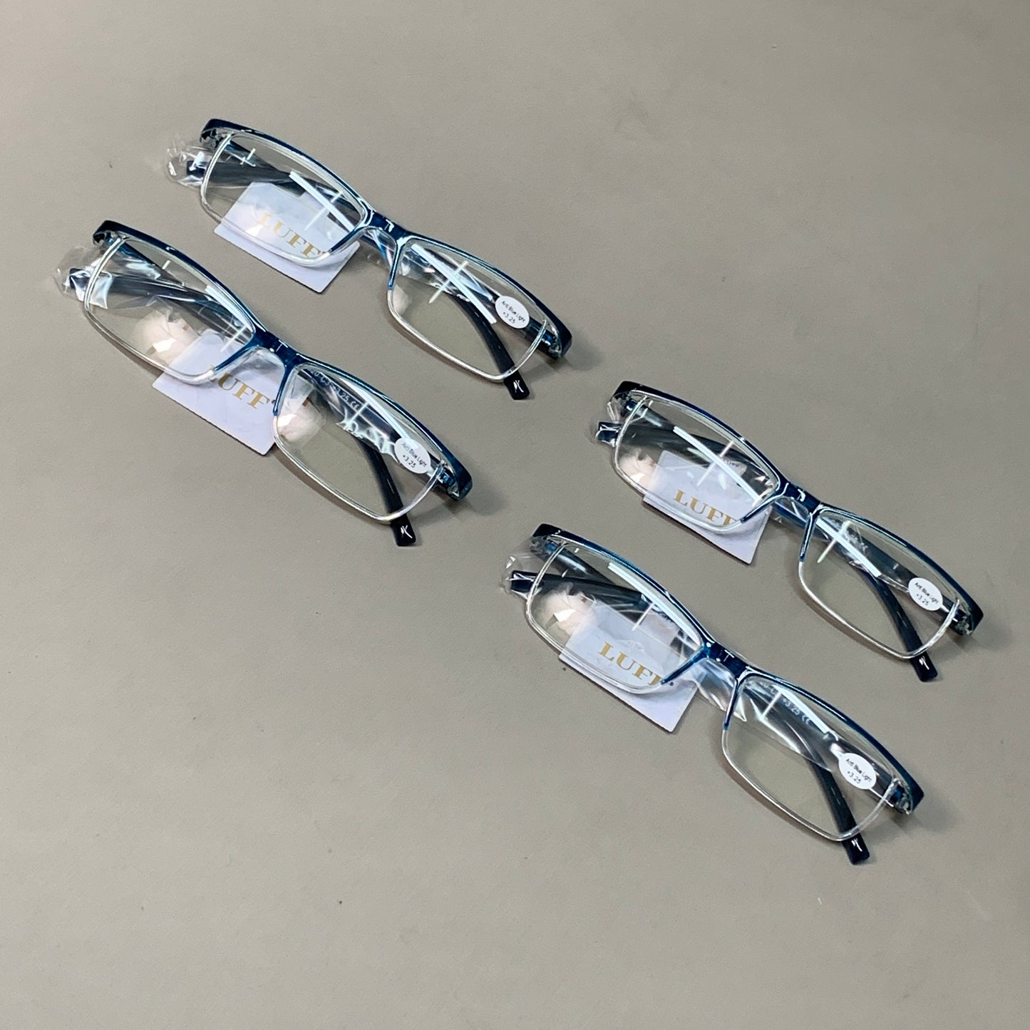 LUFF 4 PACK! Anti-Blue-Ray Reading Glasses Portable Ultra-Light Readers 3.25 (New)